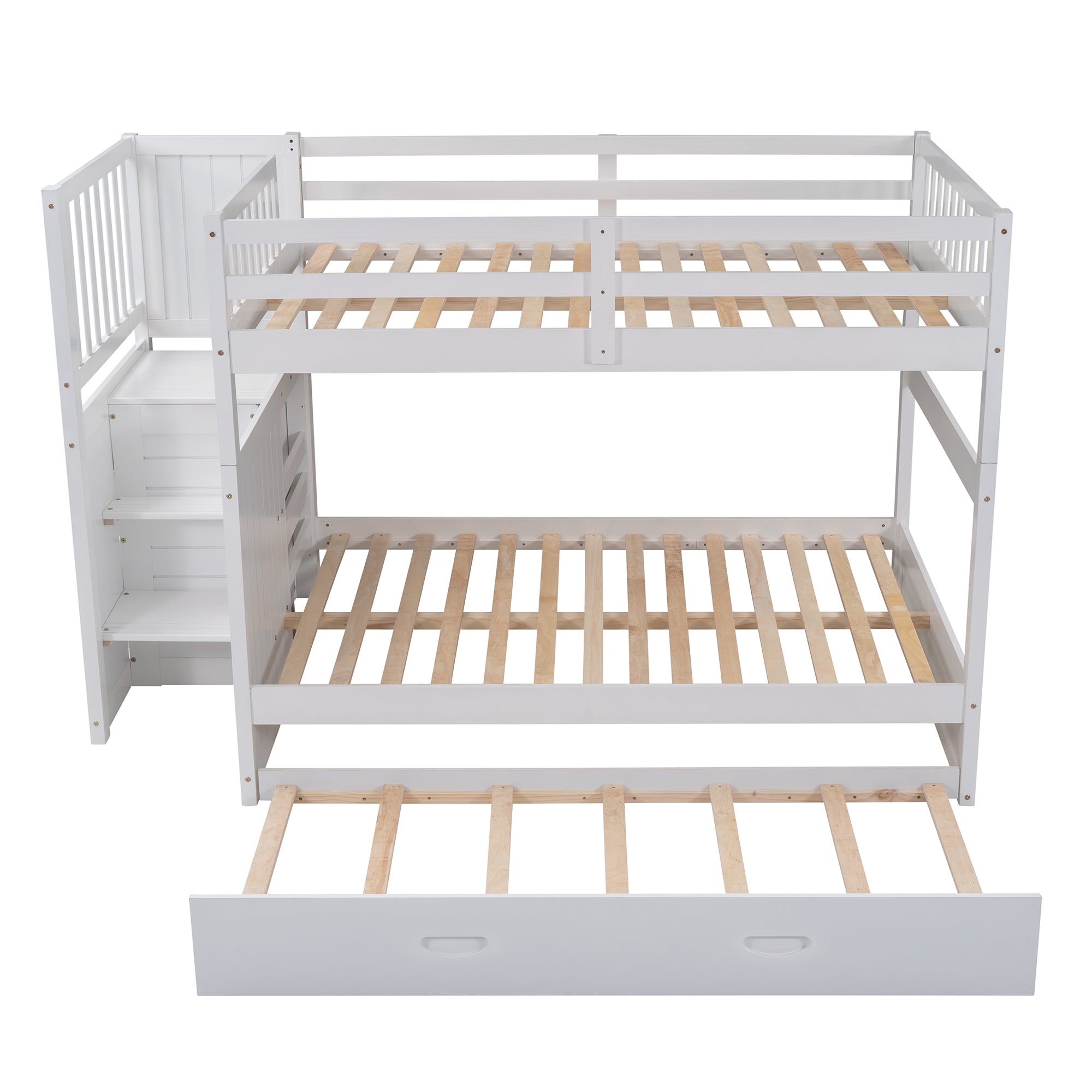 Full over Full Bunk Bed with Twin Size Trundle, White (old sku: LT000026AAK )