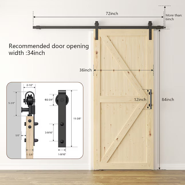 Sliding Barn Doors withHardware Kit Wood Unfinished Solid Pine Barn Doors with Track Kit