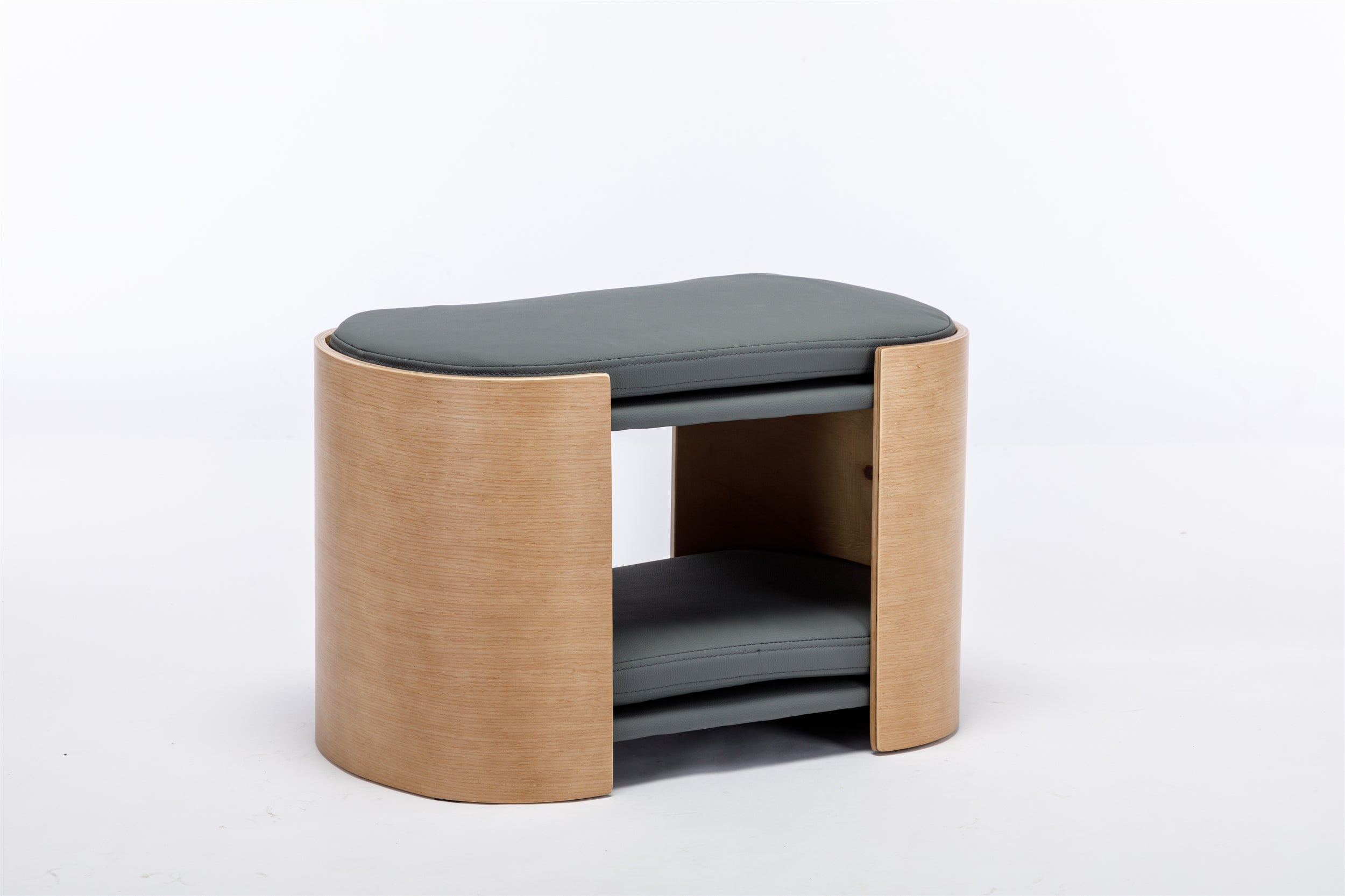 DOUBLE LIFT Cat Bed Pet Sofa With Solid Wood legs and Bent Wood Back, Cat Scratch Resistant PU Cushion,Mid Size,Dark Grey