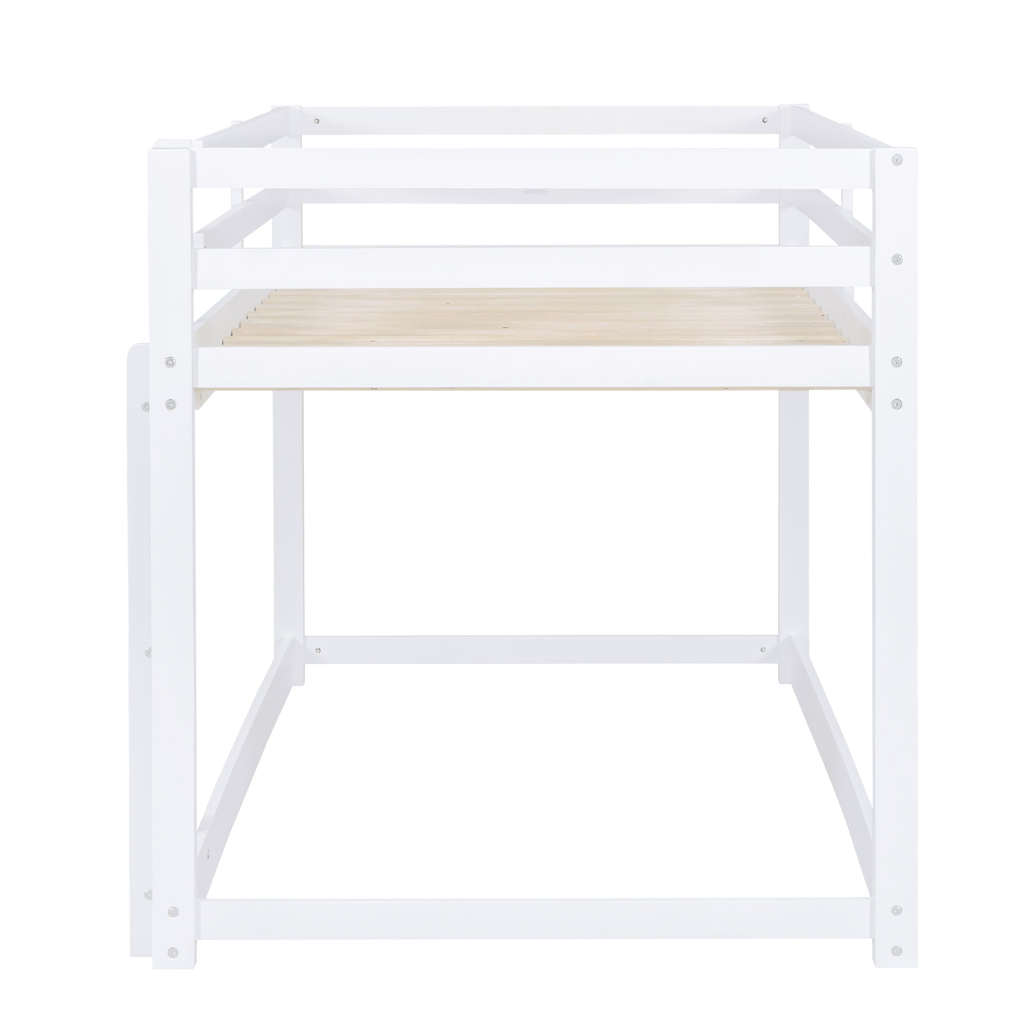 Twin over Twin Floor Bunk Bed with Ladder, White(Old SKU:WF293017AAK)