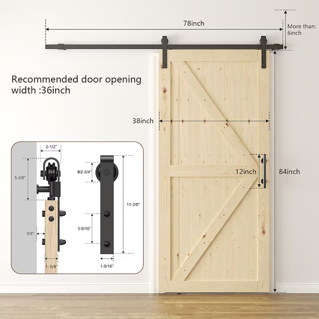 Sliding Barn Doors withHardware Kit Wood Unfinished Solid Pine Barn Doors with Track Kit