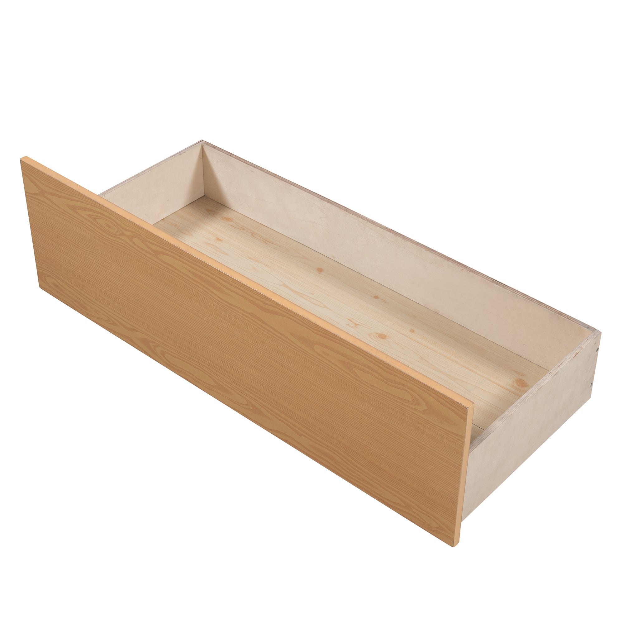 Twin Size House Bed Wood Bed with Two Drawers ( Natural )