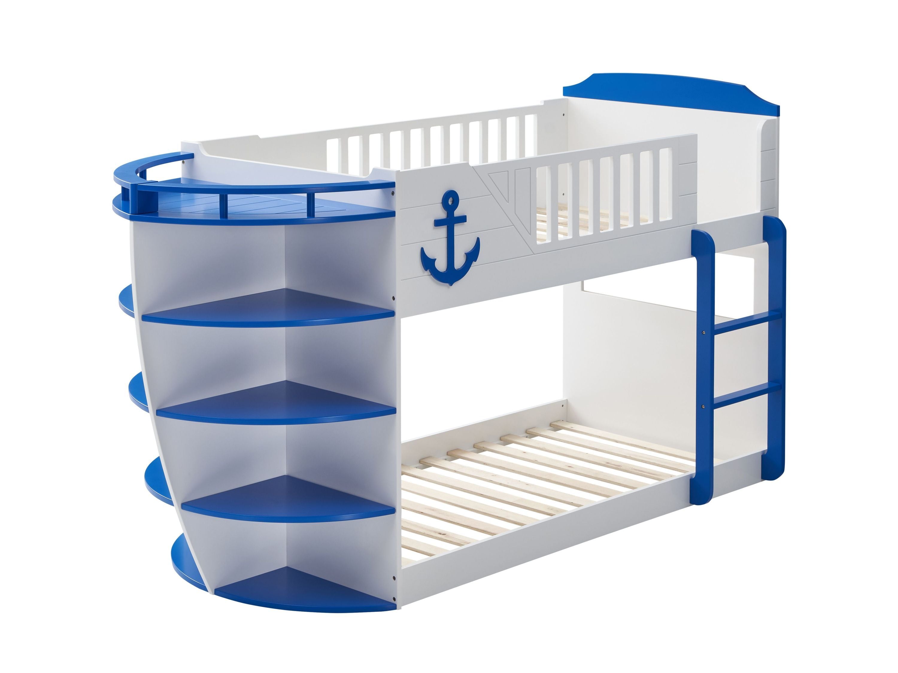 Neptune Twin/Twin Bunk Bed w/Storage Shelves in Sky Blue Finish BD00577