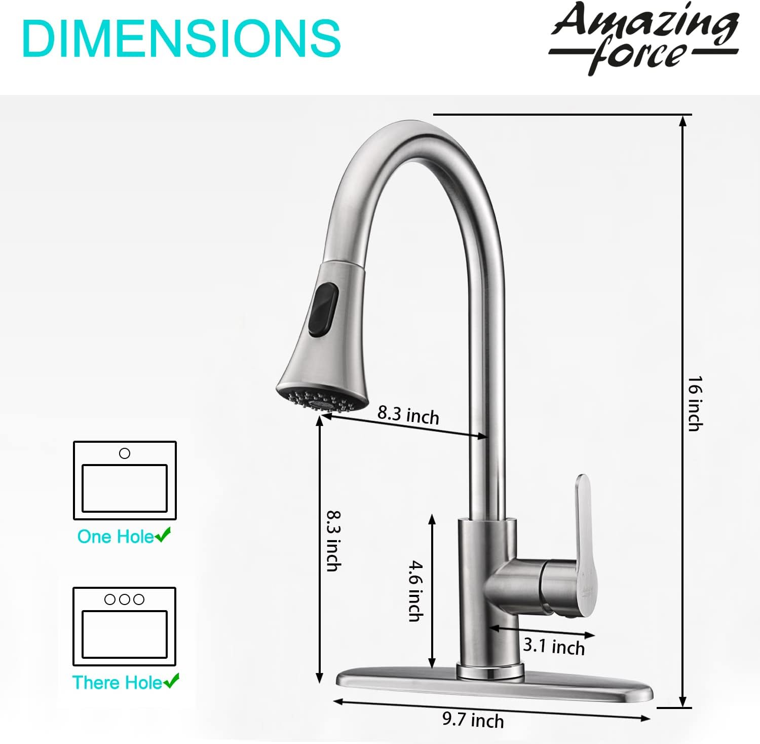 Brushed Nickel Kitchen Faucet with Pull Down Sprayer