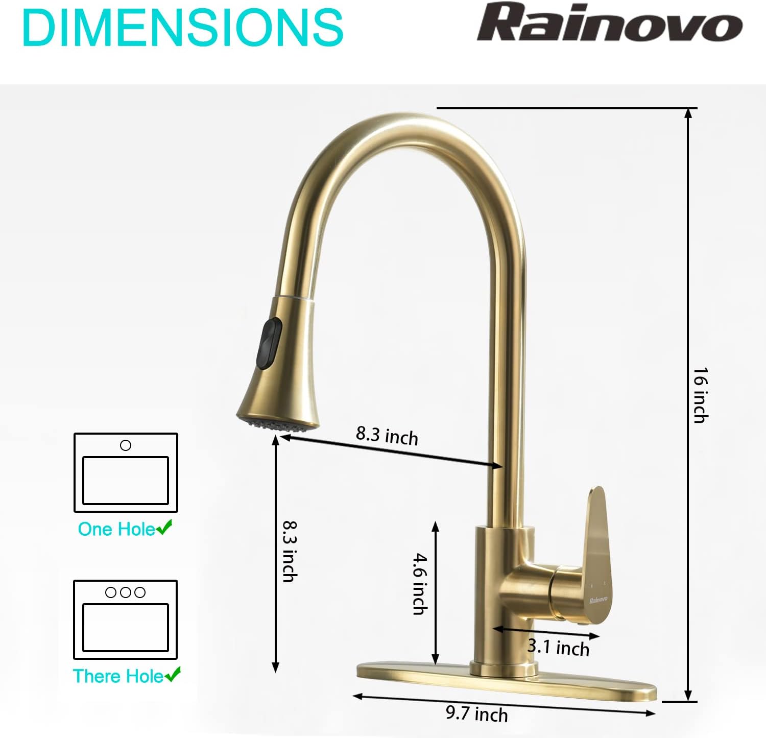 Kitchen Faucet with Pull Down Sprayer 2 Modes