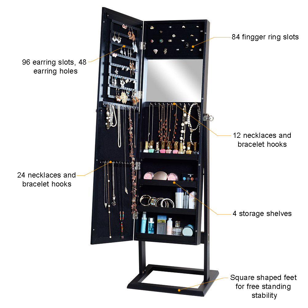 Mirror Jewelry Cabinet Ladies Girls Wooden Bedroom Furniture Mirror