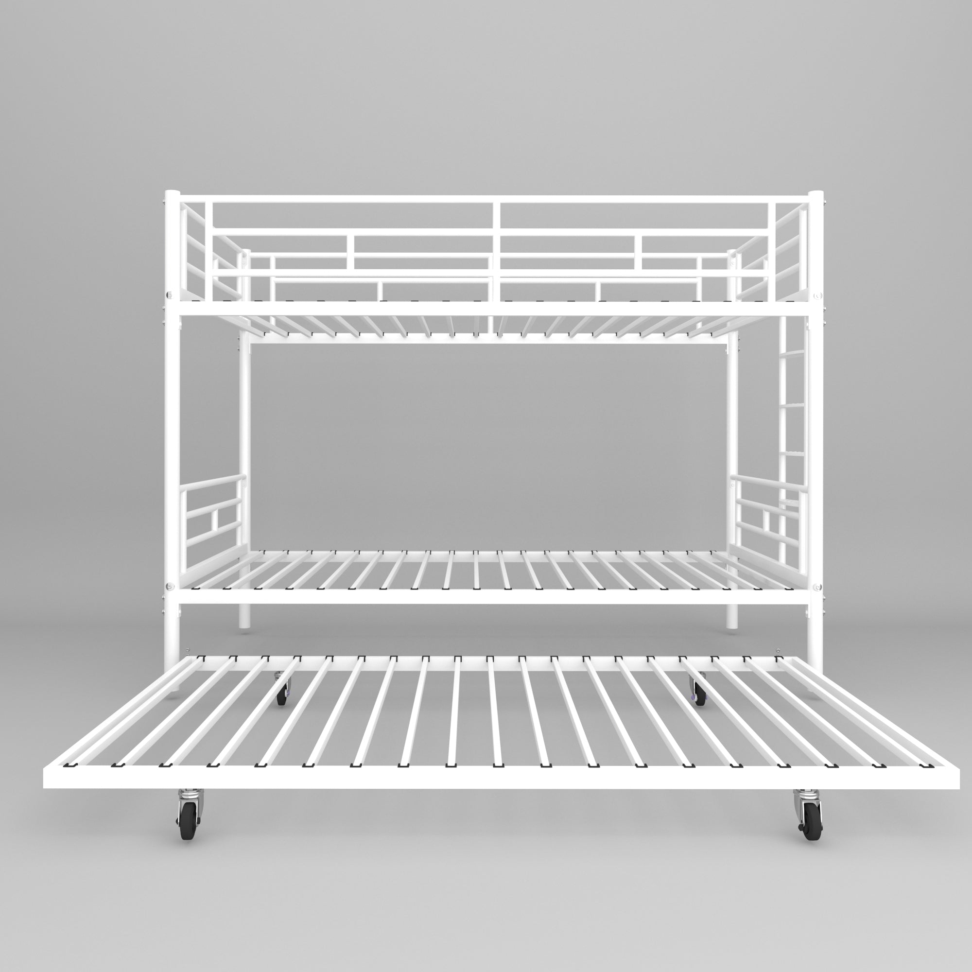Bunk Bed Twin over Twin with Trundle White,CPC Certified,No Box Spring Needed,Heavy Duty,Easy to assemble