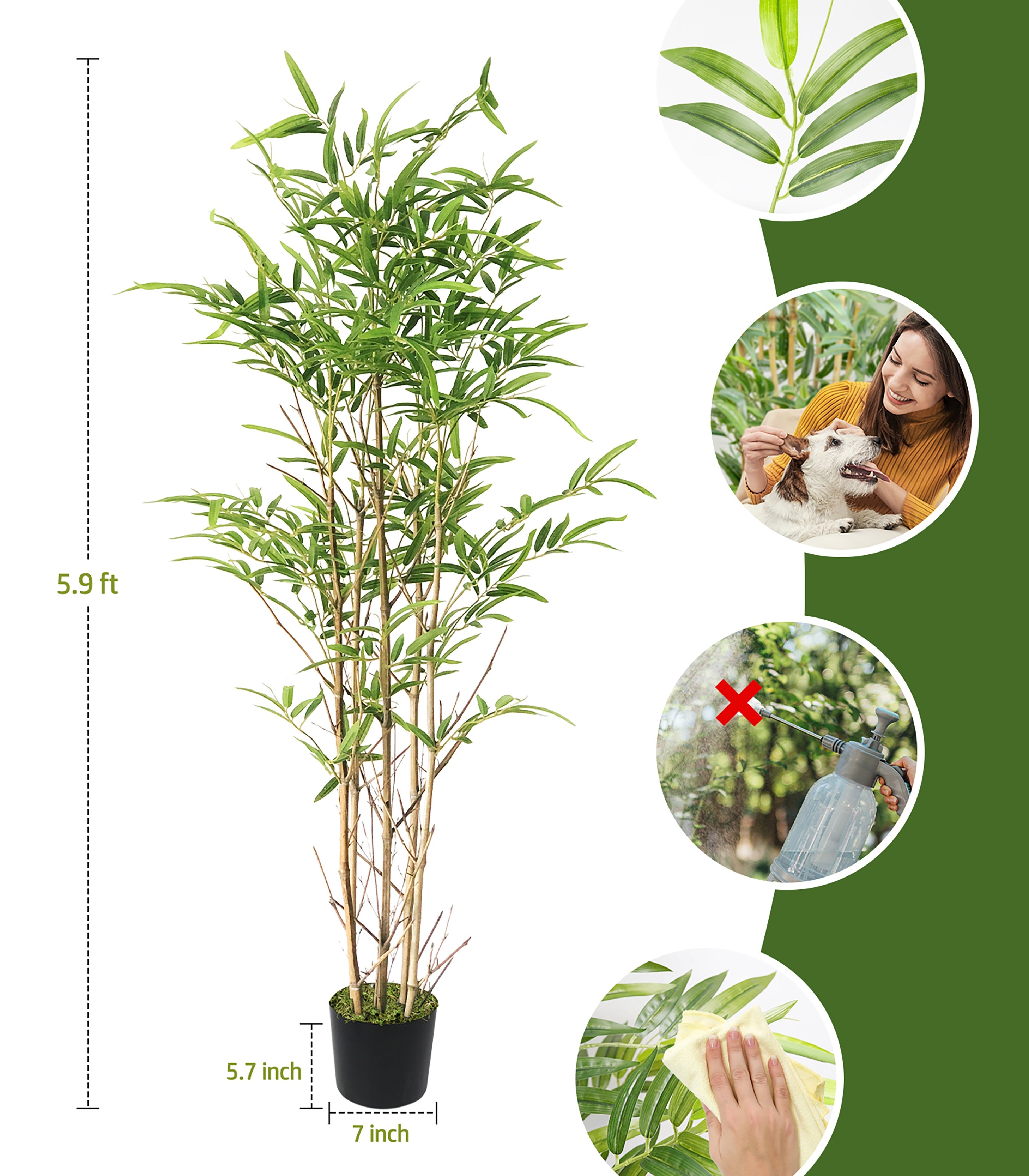 6ft Dark Green Bamboo Tree