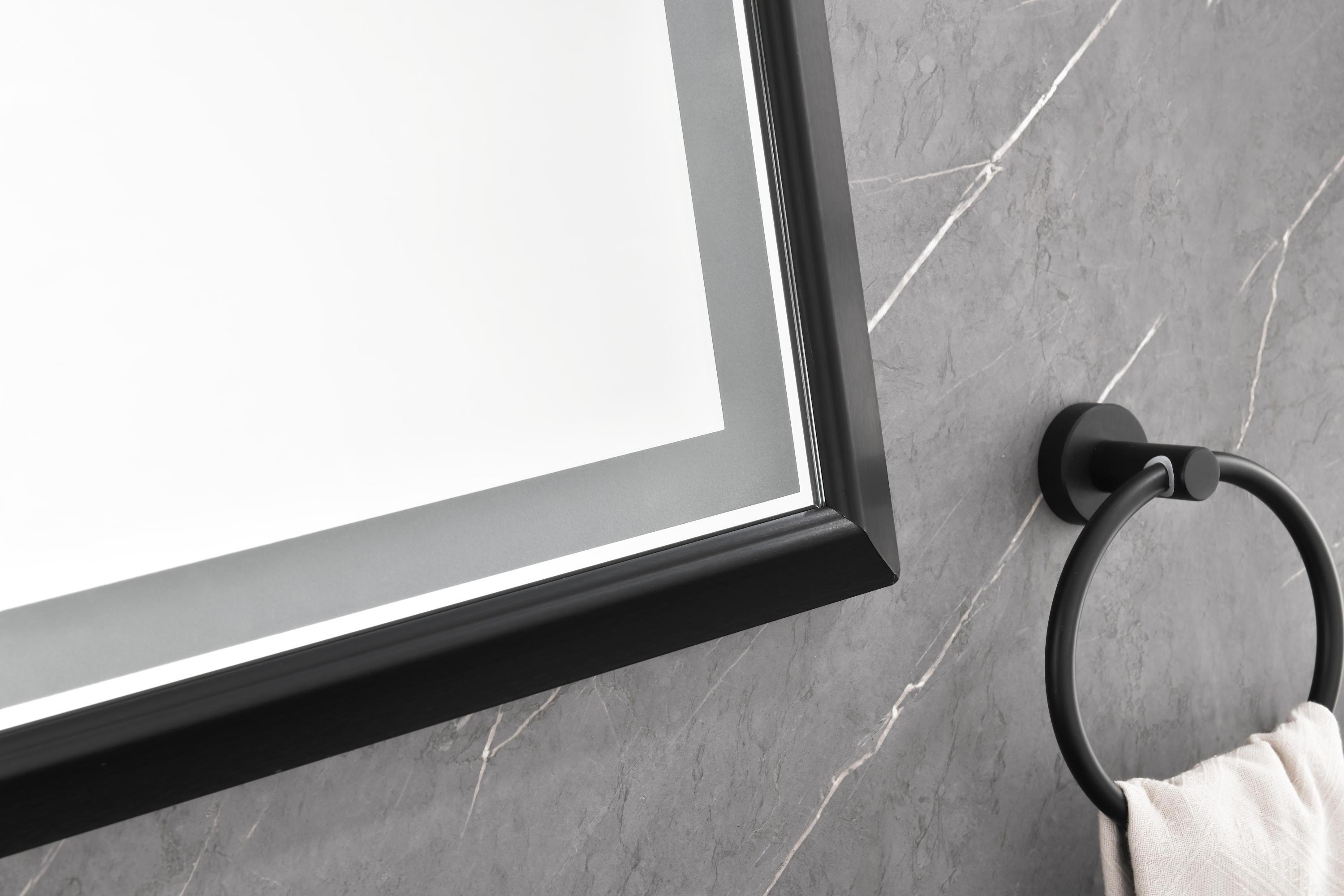 bathroom led mirror is multi-functional and each function is controlled by a smart touch button.