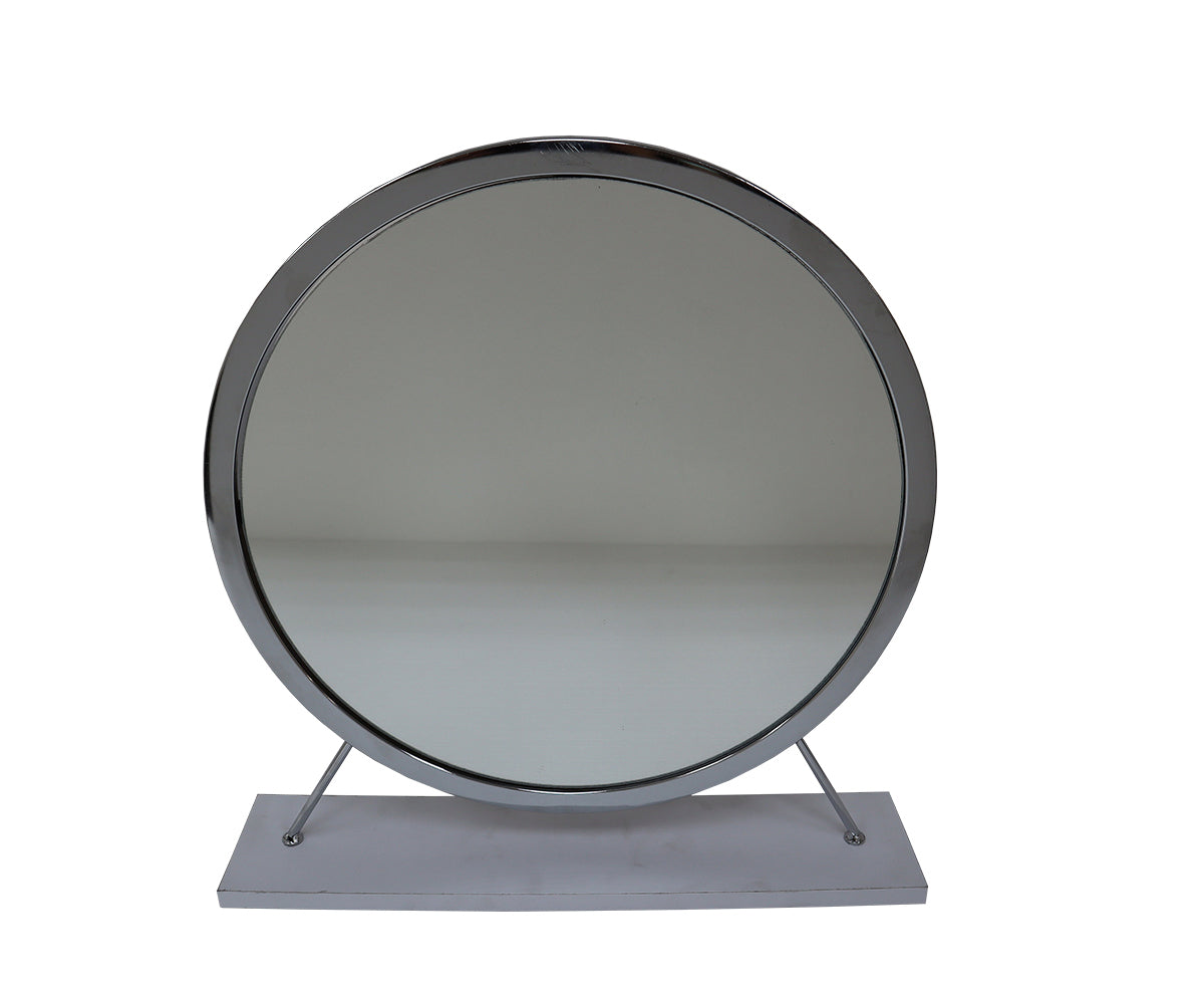 Vanity Mirror & Stool, Faux Fur, Mirror, White & Chrome Finish AC00935