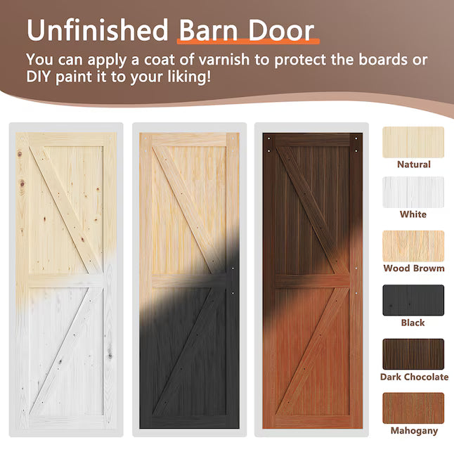 Sliding Barn Doors withHardware Kit Wood Unfinished Solid Pine Barn Doors with Track Kit