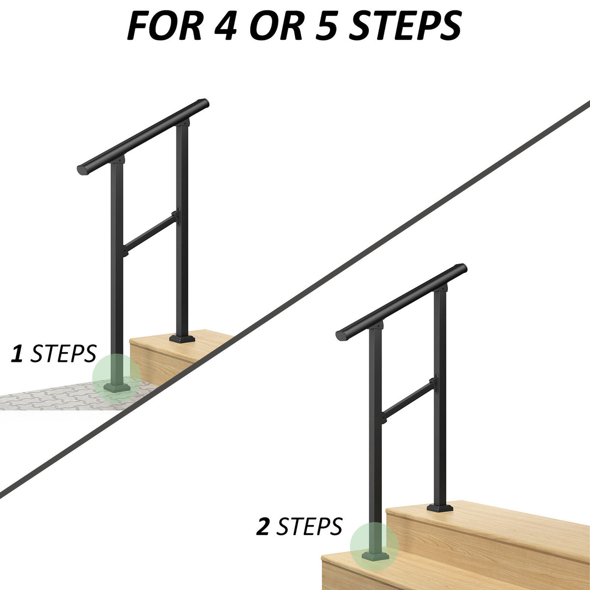 Hand Rails for Outdoor Steps, Wrought Iron Railing, Porch And Stair Railing Kit