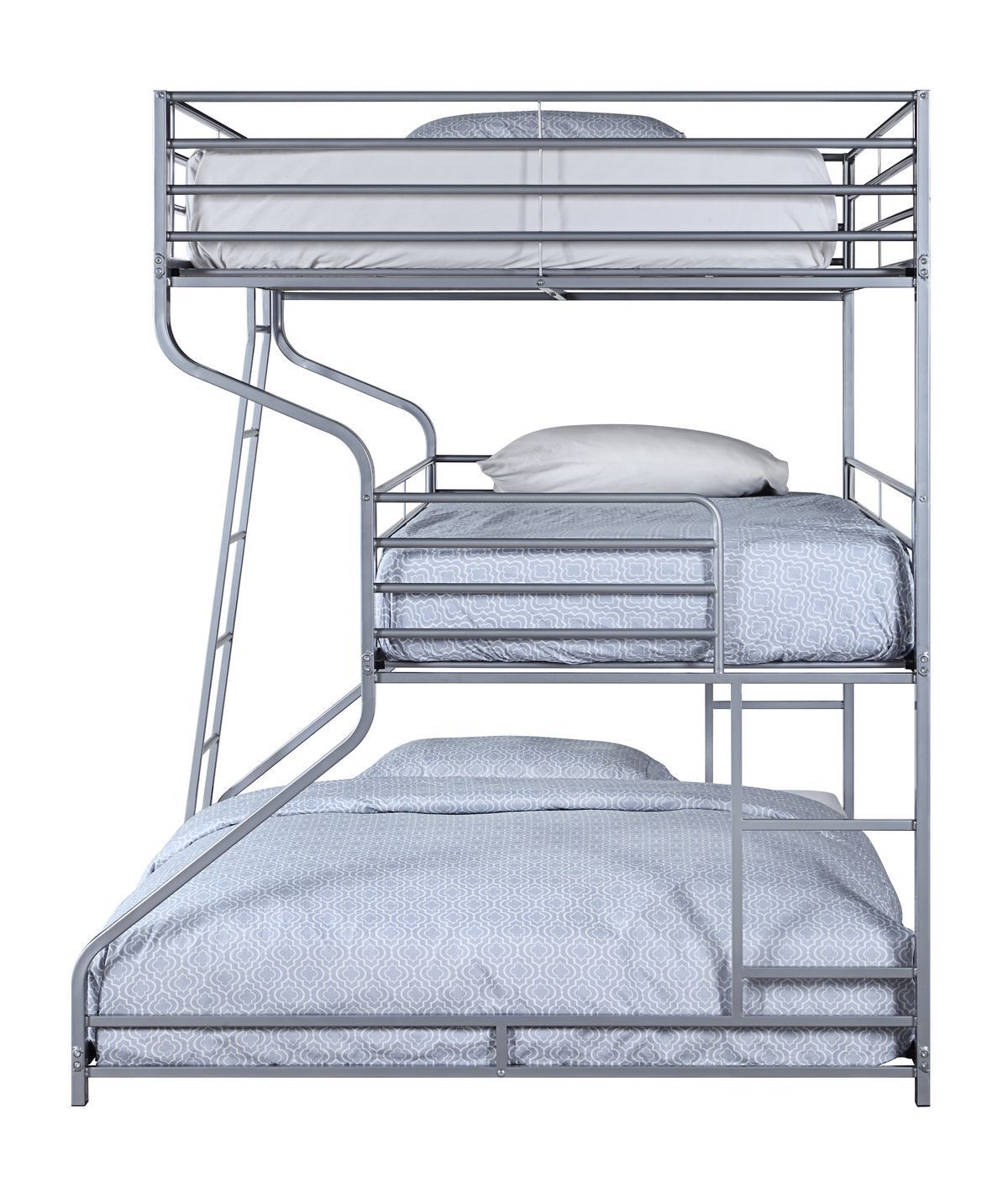 Caius II Bunk Bed - Triple Twin/Full/Queen, Silver (1Set/2Ctn) 37790