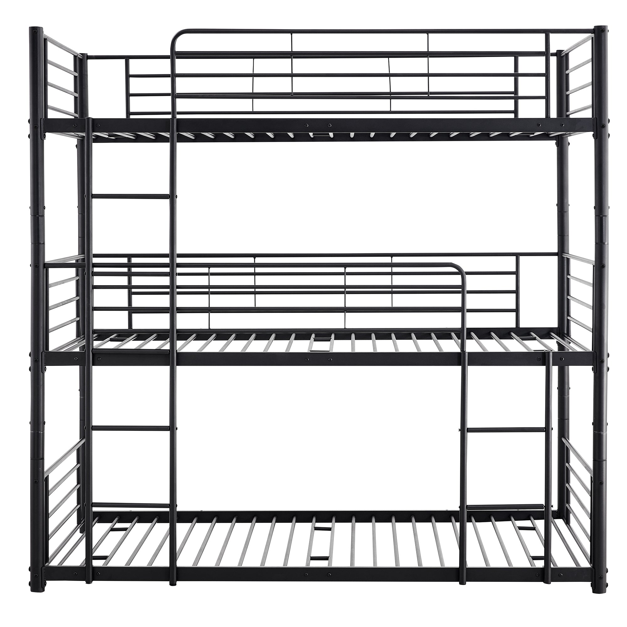 Twin-Twin-Twin Triple Bed with Built-in Ladder, Divided into Three Separate Beds,Black(OLD SKU:LP000197AAB)