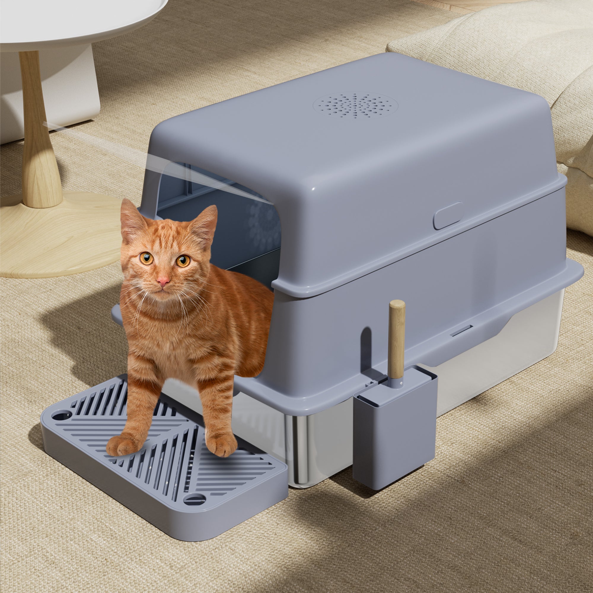 Extra Large 19.6 in. x 19.6 in. Stainless Steel Cat Litter Box with High Sided