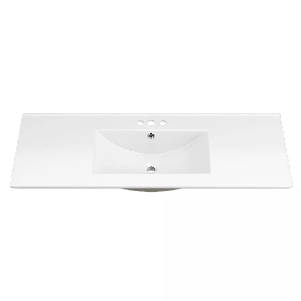 3-Hole 48 in. W x 18.25 in. D Classic Contemporary Rectangular Ceramic Single Sink Basin Vanity Top in White