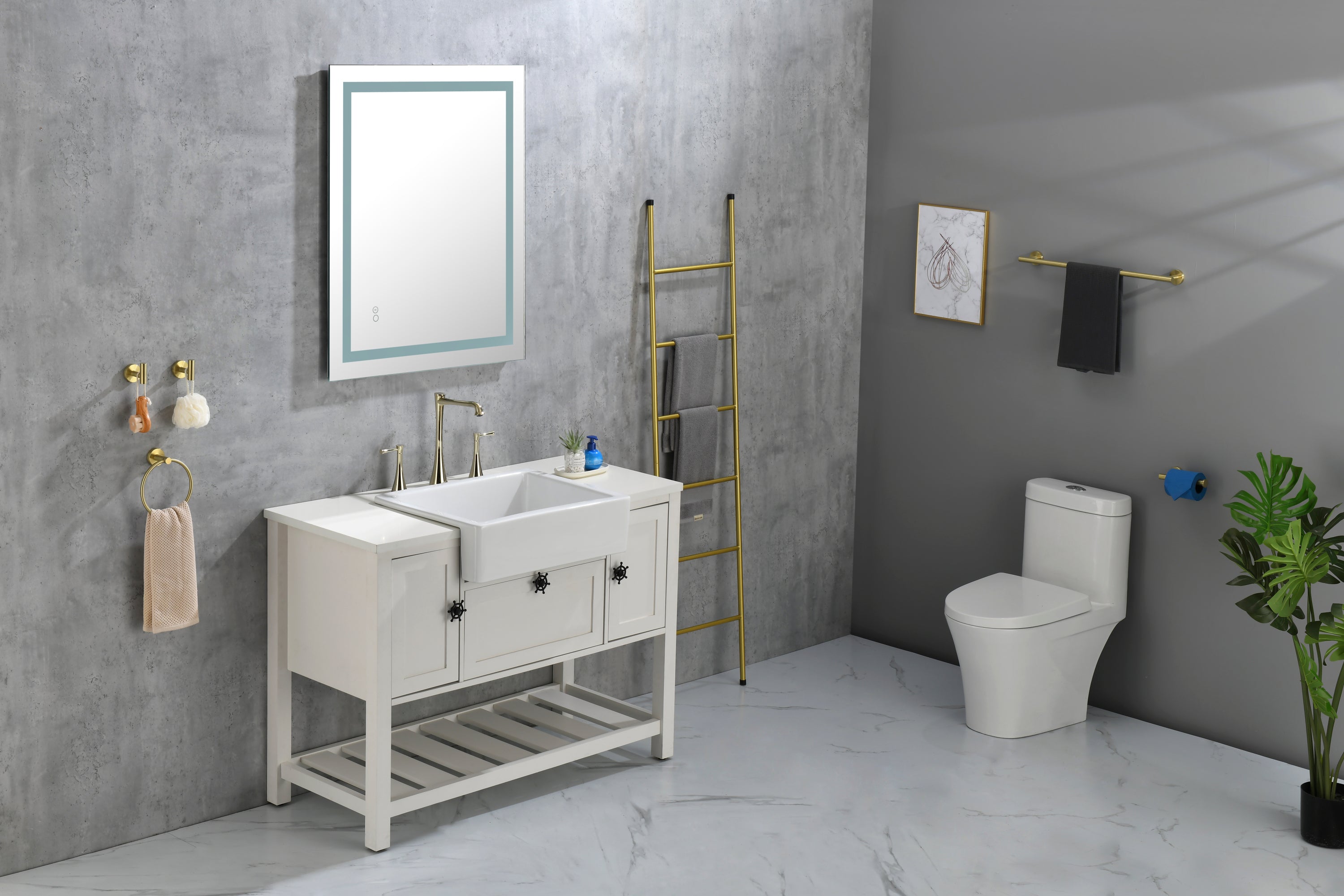 28*36 LED Lighted Bathroom Wall Mounted Mirror with High Lumen+Anti-Fog Separately Control Dimmer Function