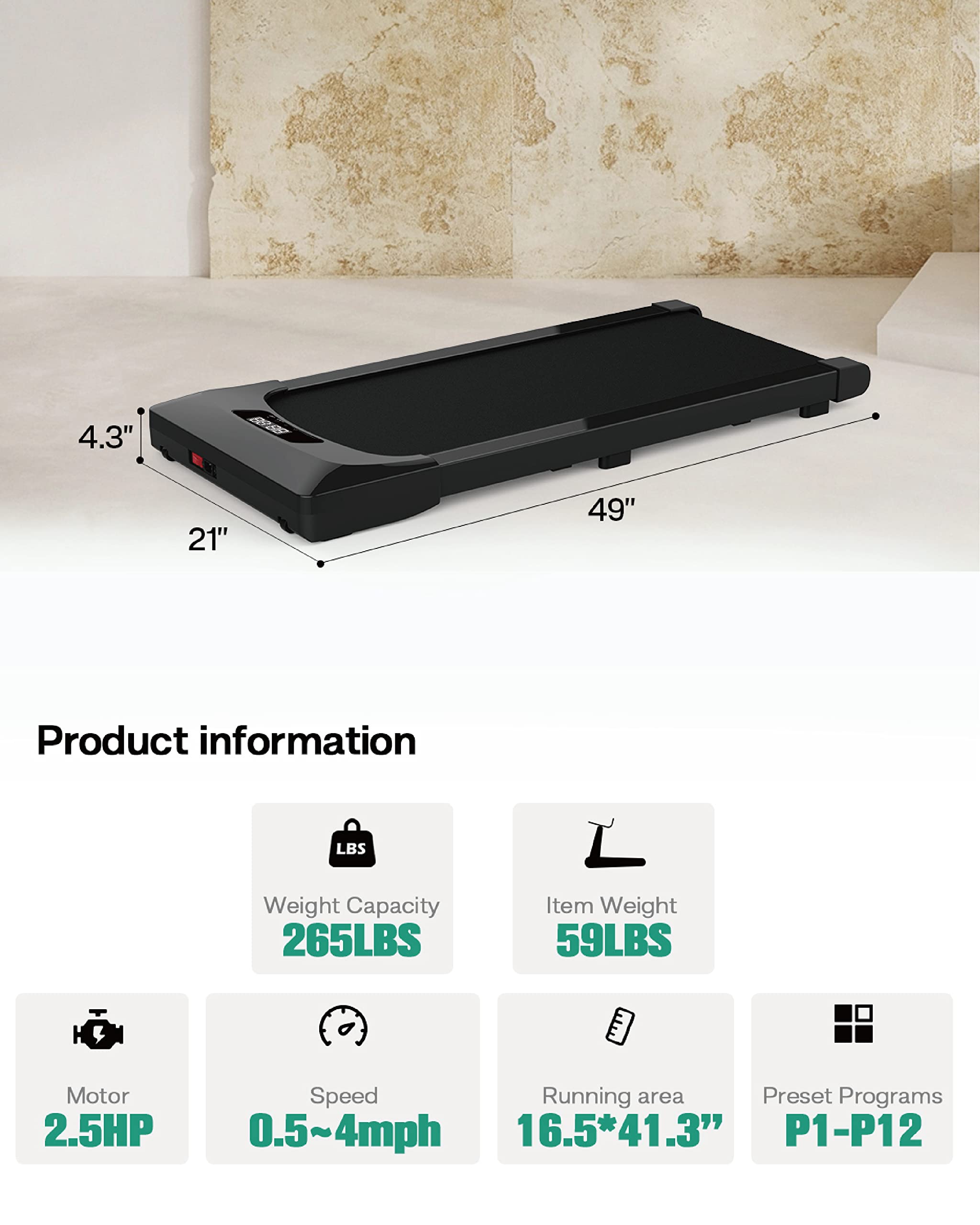 2 in 1 Under Desk Treadmill with Remote Control