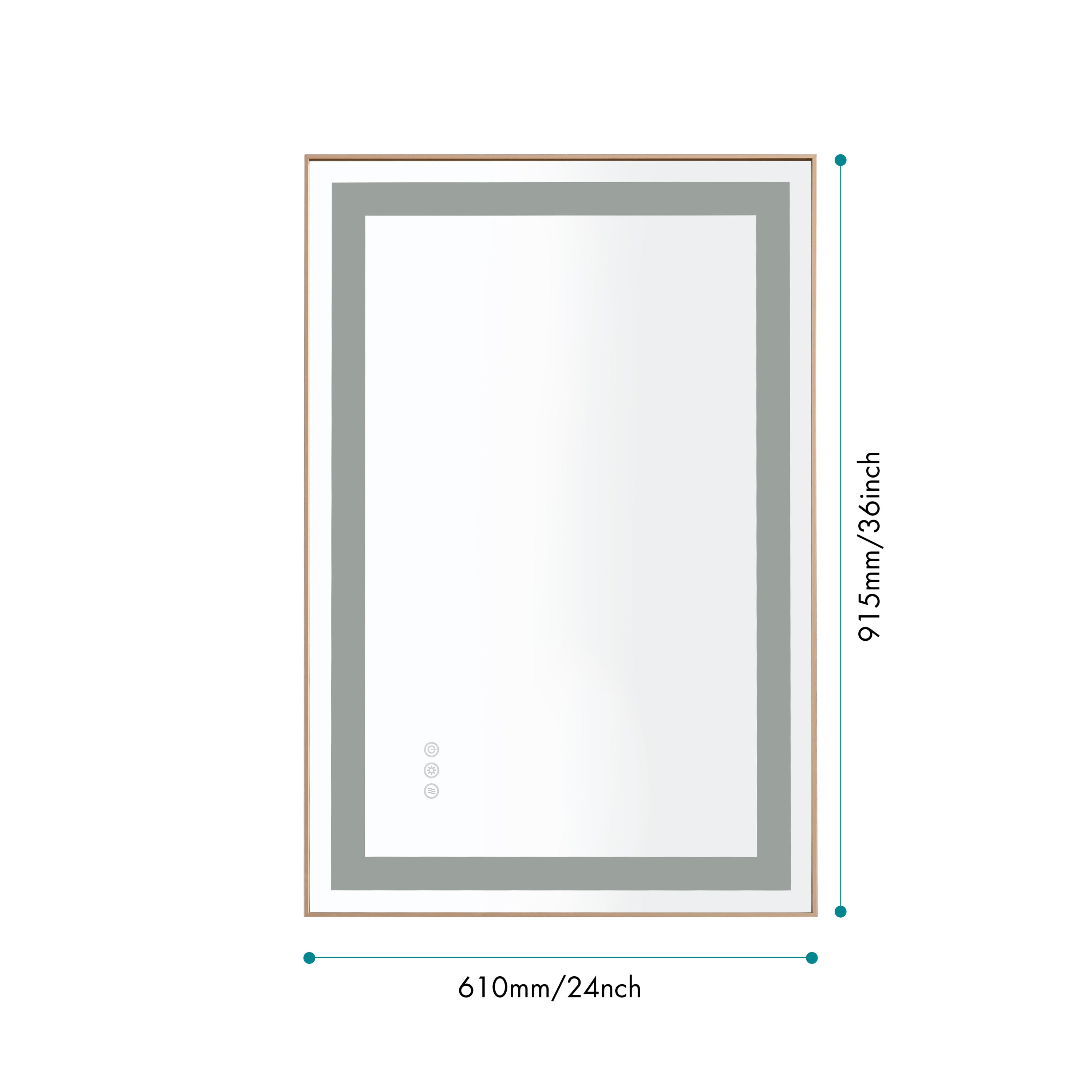 36*24 LED Lighted Bathroom Wall Mounted Mirror with High Lumen+Anti-Fog Separately Control