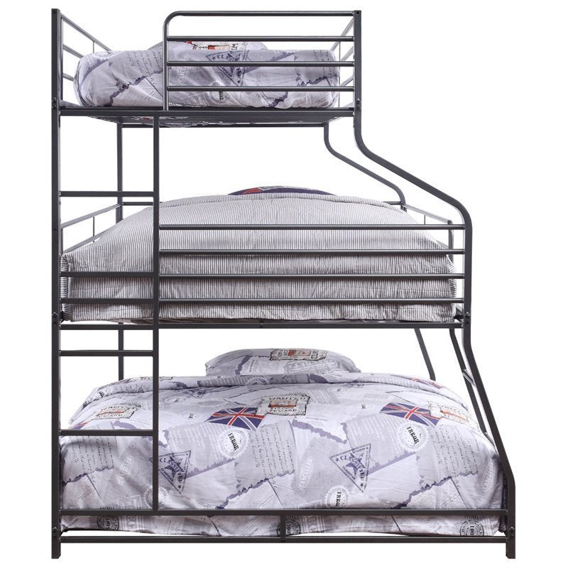 Caius II Bunk Bed - Triple Twin/Full/Queen in Gunmetal 37450
