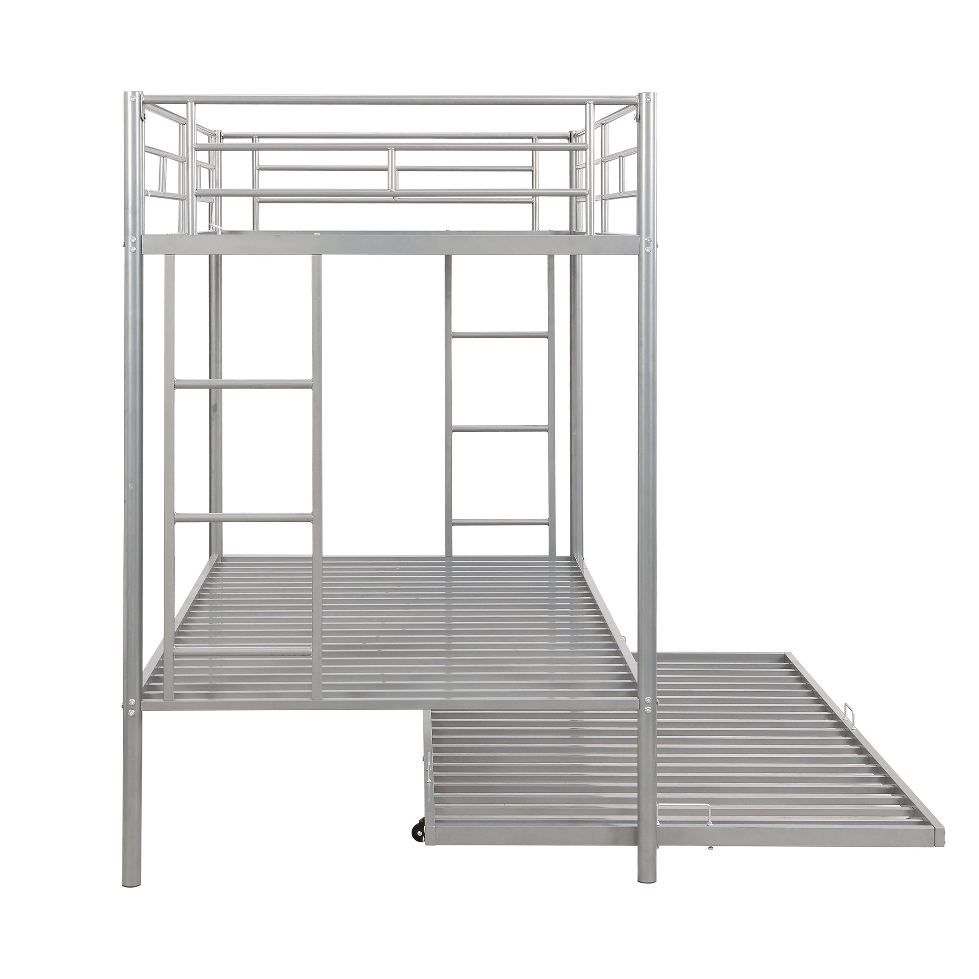 Twin over Twin Bunk Bed with Trundle, Silver