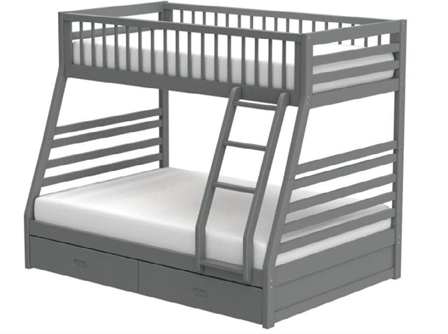 Jason Bunk Bed (Twin/Full & Storage), Gray (1Set/2Ctn) 37840