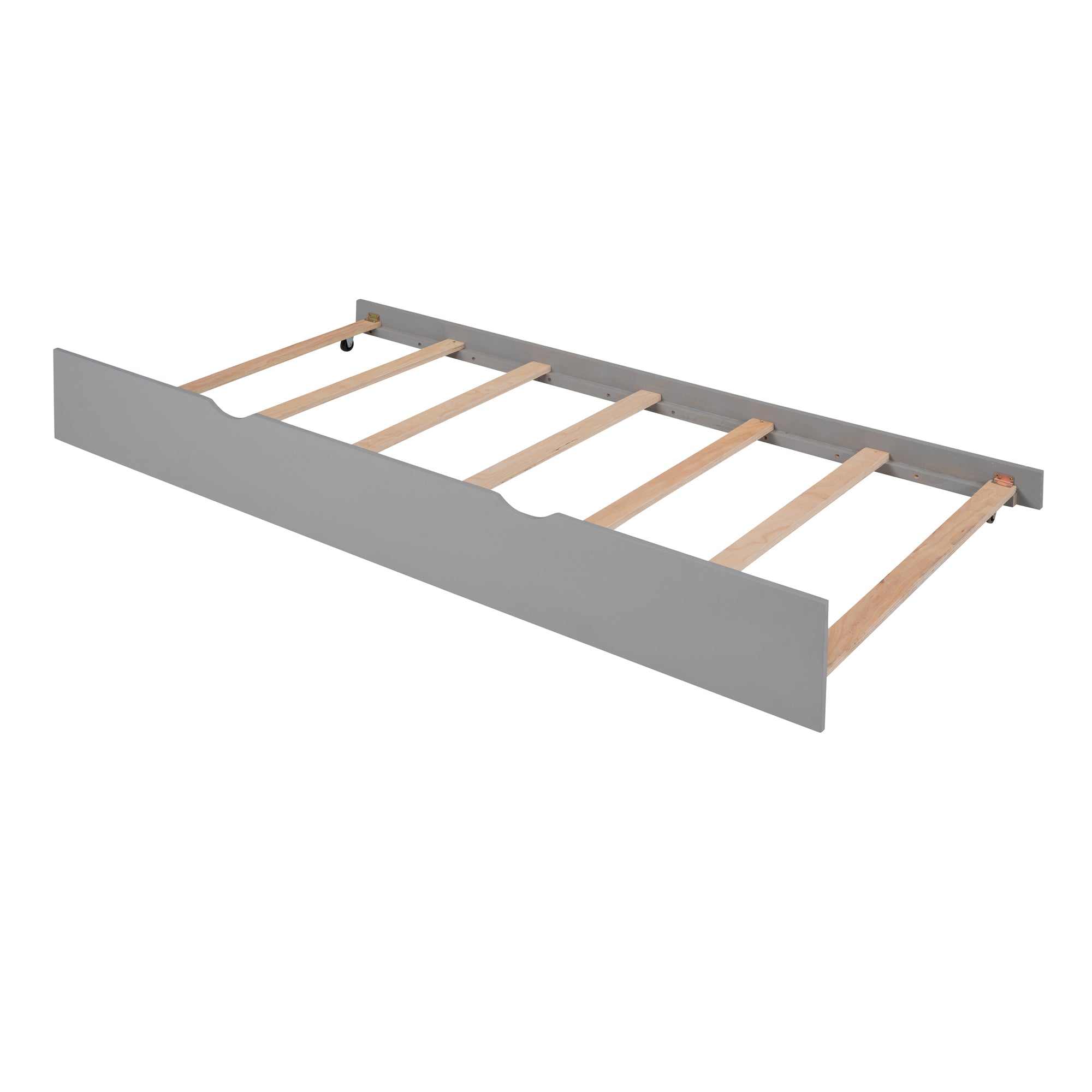 Full Size House Bed Wood Bed with Twin Size Trundle ( Gray )