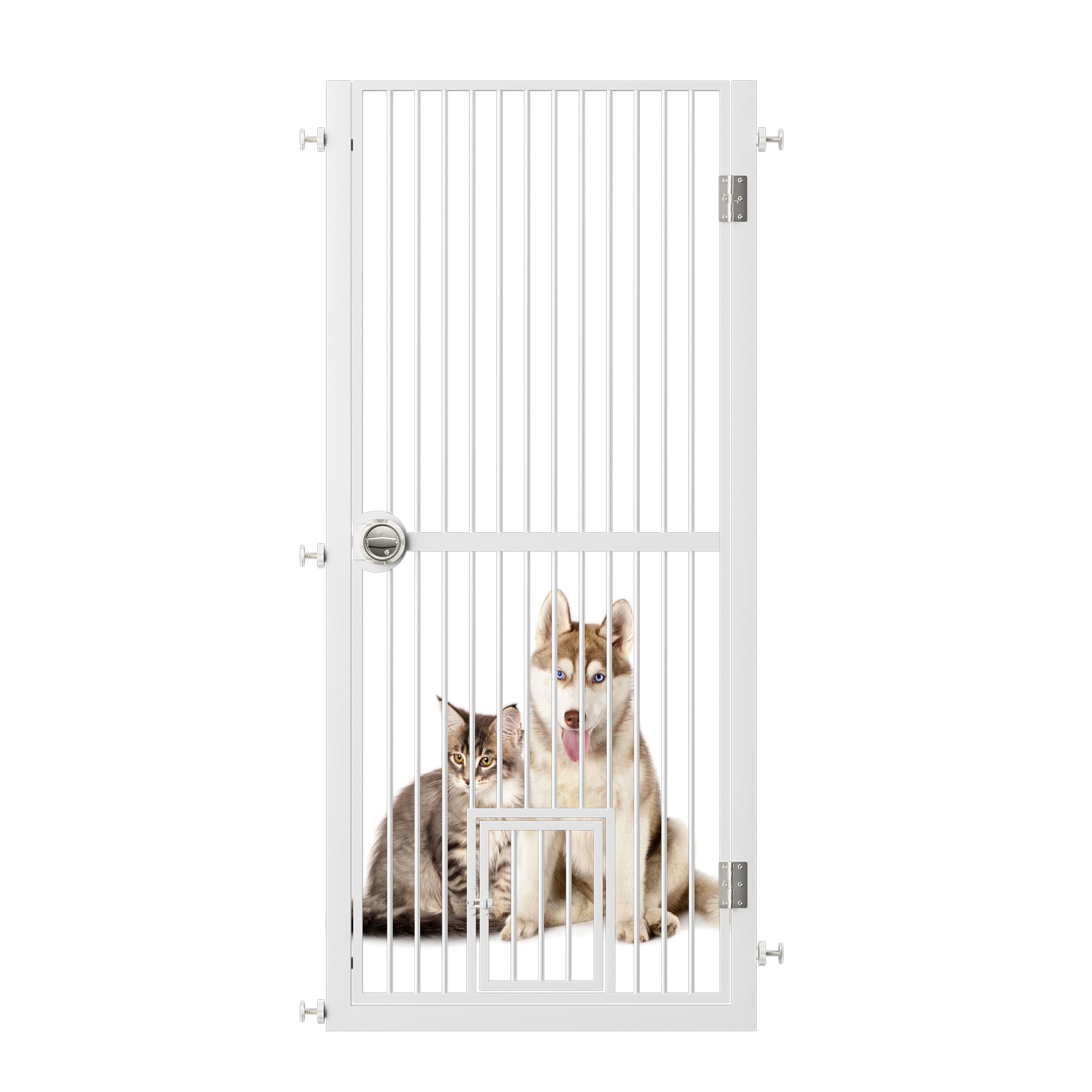 Extra Tall Pet Gate for Doorway, Adjustable Pressure Mounted Pet Gate with Door