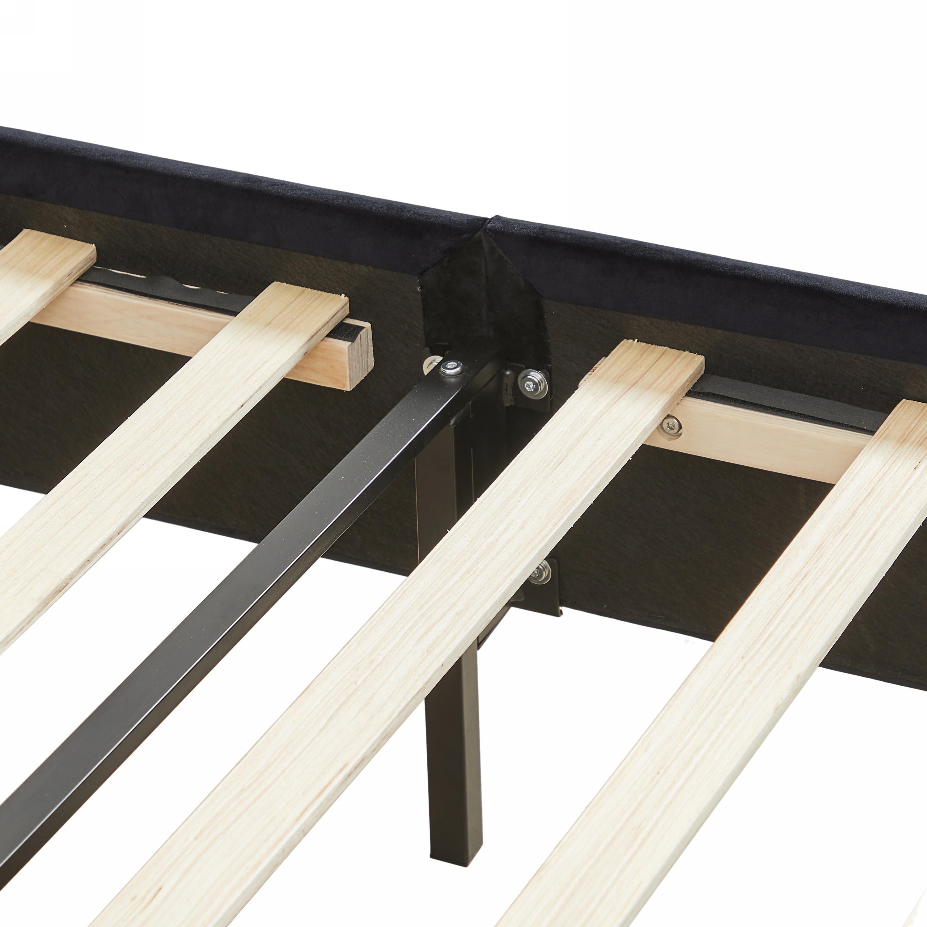 Rodeo Drive Collection Upholstered Wingback Velvet Fabric Chesterfield Bed/Button Tufted Headboard with Vintage Wing/Wood Slat Support/Easy Assemble. King-Black