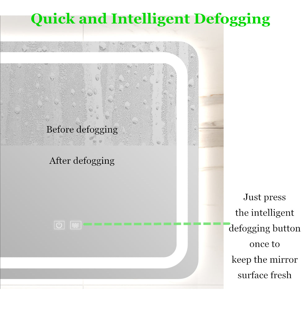 LED Single Bathroom Vanity Mirror in Polished Crystal Bathroom Vanity LED Mirror for Bathroom Wall Smart Lighted Vanity Mirrors 23" x 31"