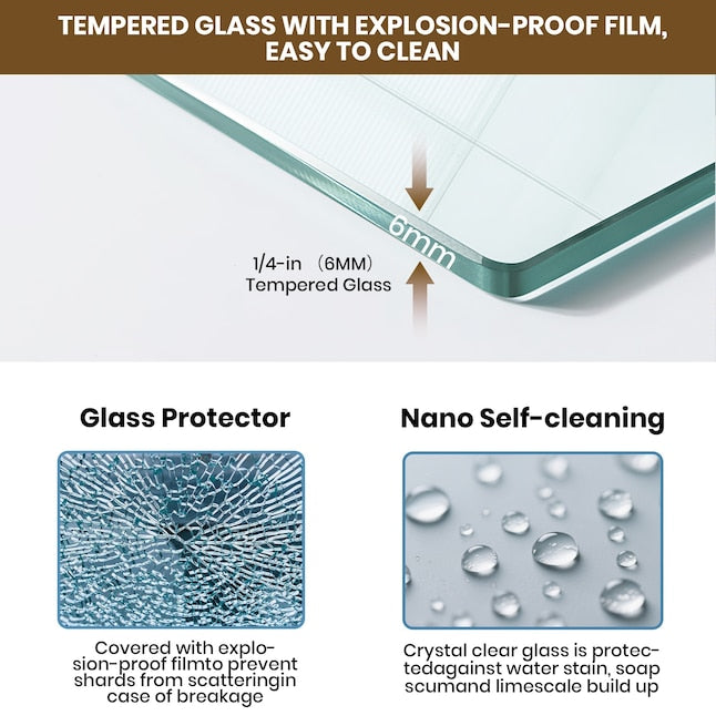 56 to 60in W x 76in H Frameless Shower Door Double Sliding Shower Door with Premium 6mm Thick Tempered Glass Stainless