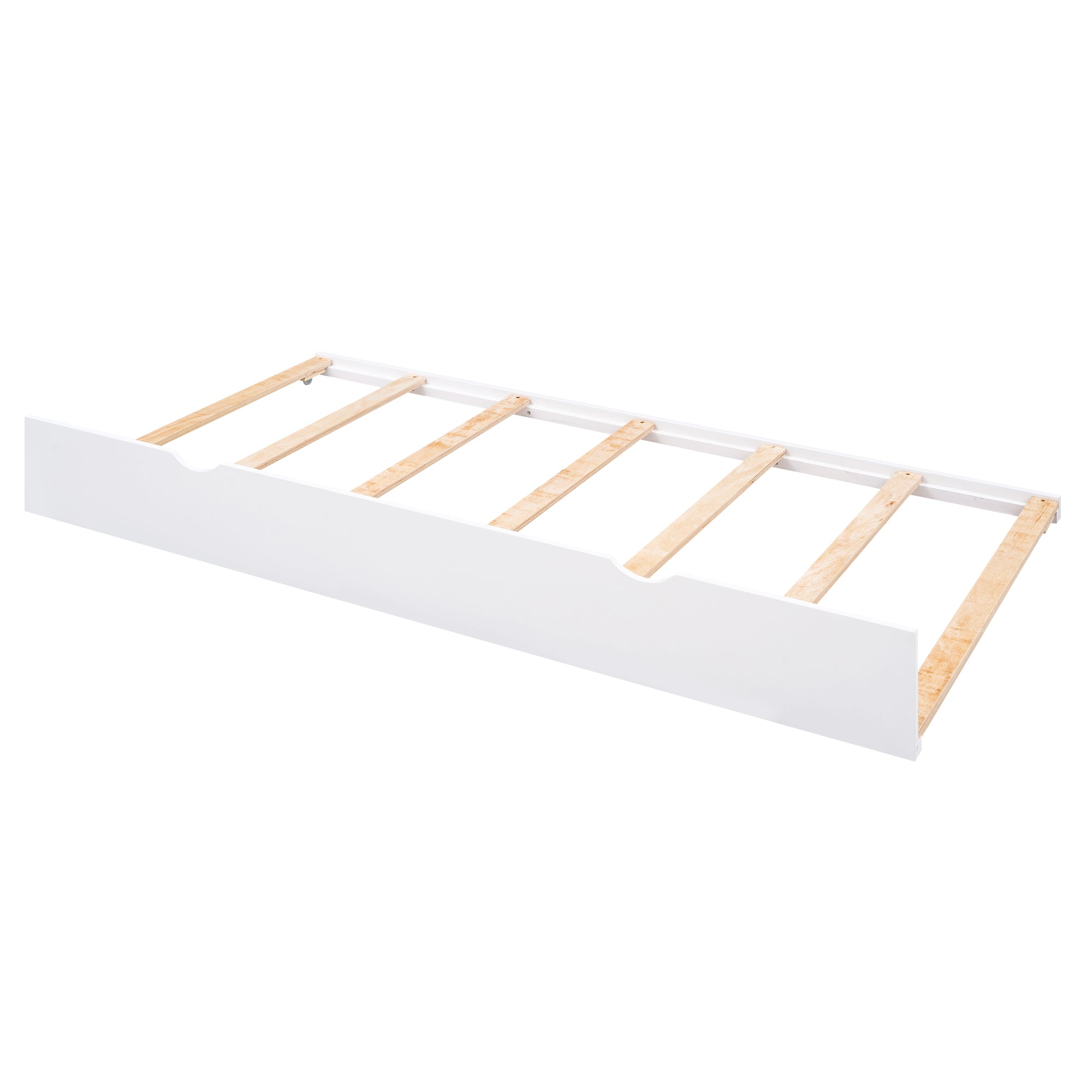 Full-over-Full Bunk Bed with Twin Size Trundle and 3 Storage Stairs,White
