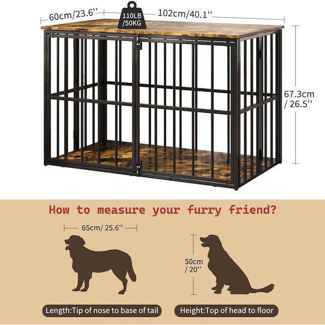 40 inch Dog Crate Furniture Foldable No Assembly Dog Kennel Indoor Dog Crates for Medium Dogs 26-40 lb Decorative Side End Table