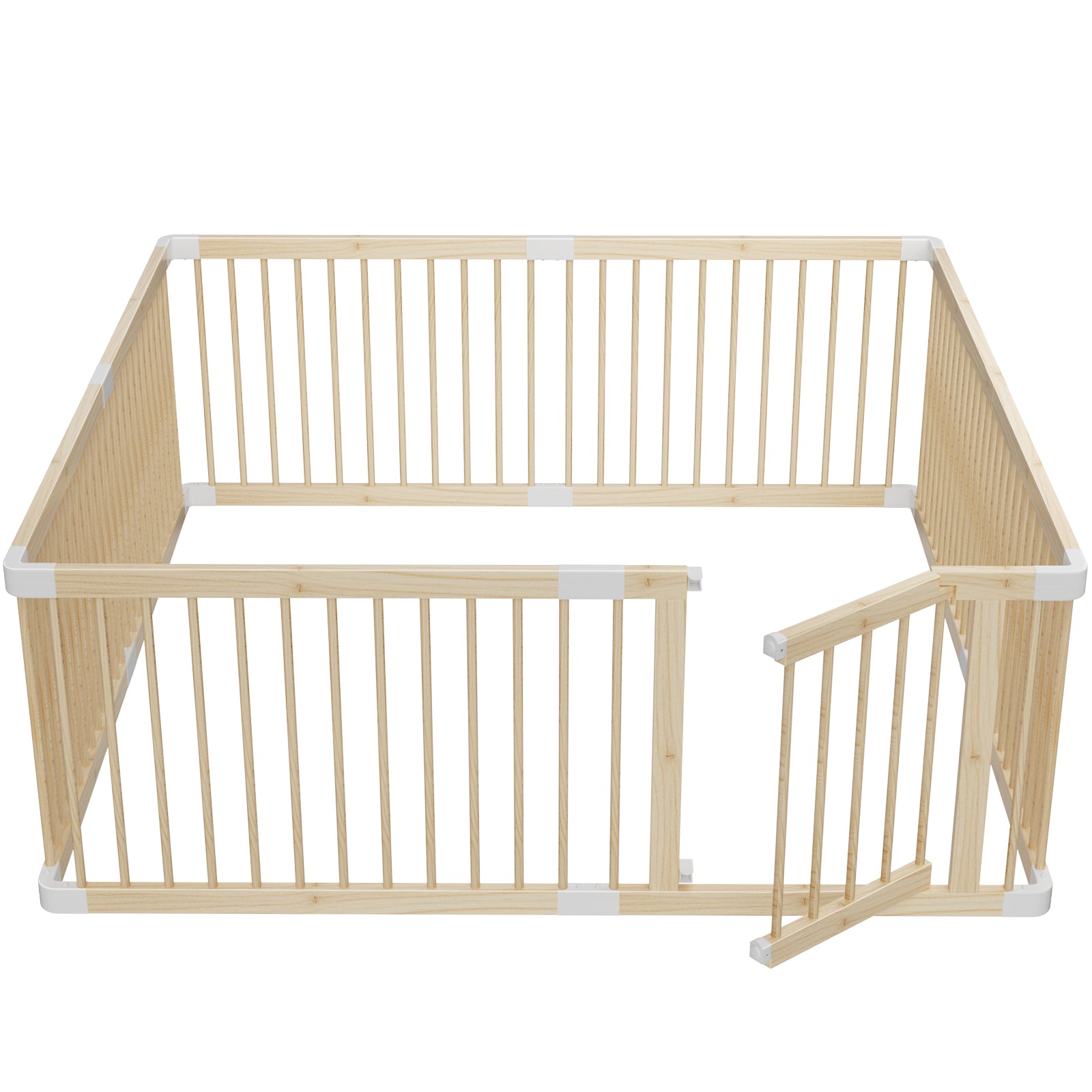 Large Wooden Baby Playpen, Adjustable Gate for Toddler and Babies
