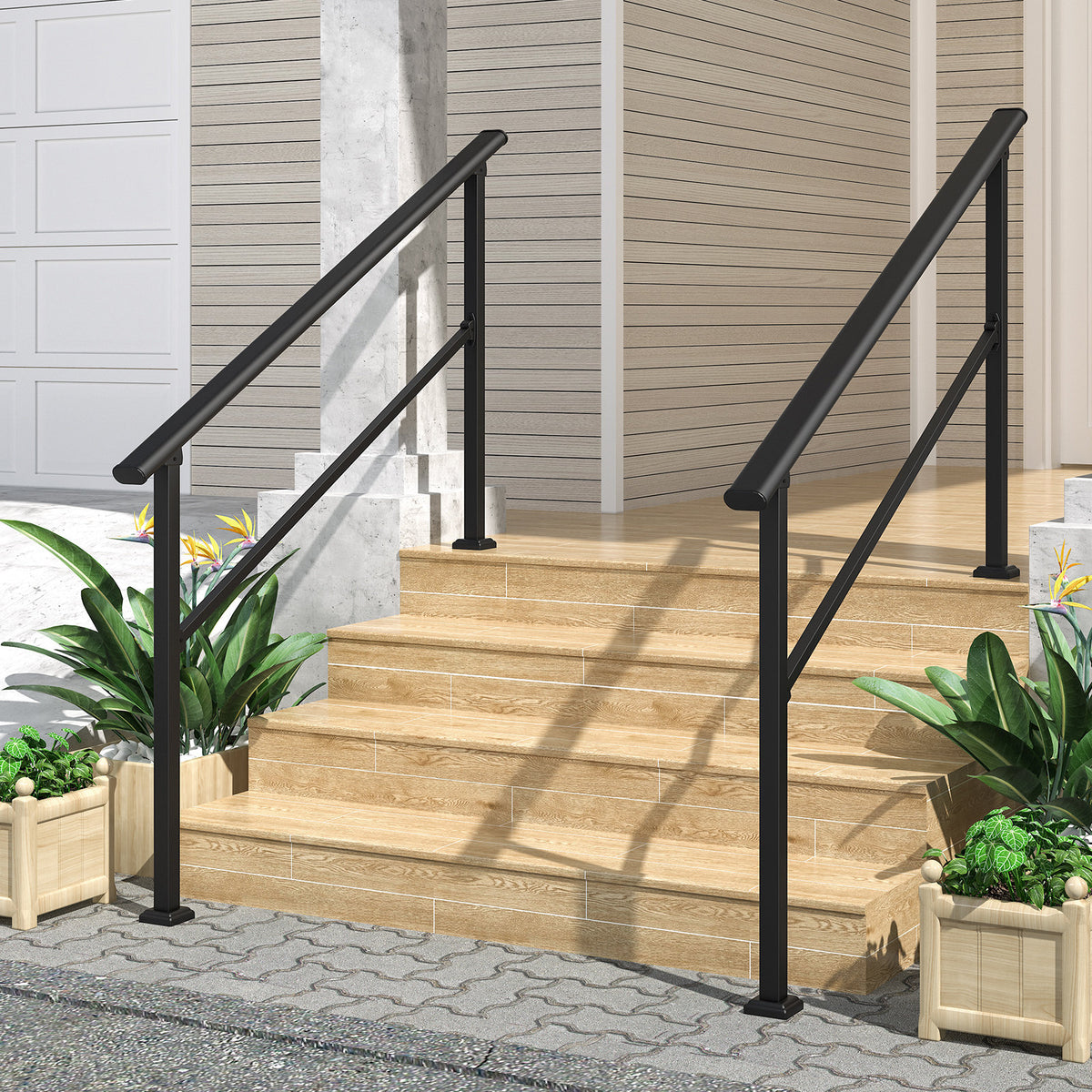 Hand Rails for Outdoor Steps, Wrought Iron Railing, Porch And Stair Railing Kit