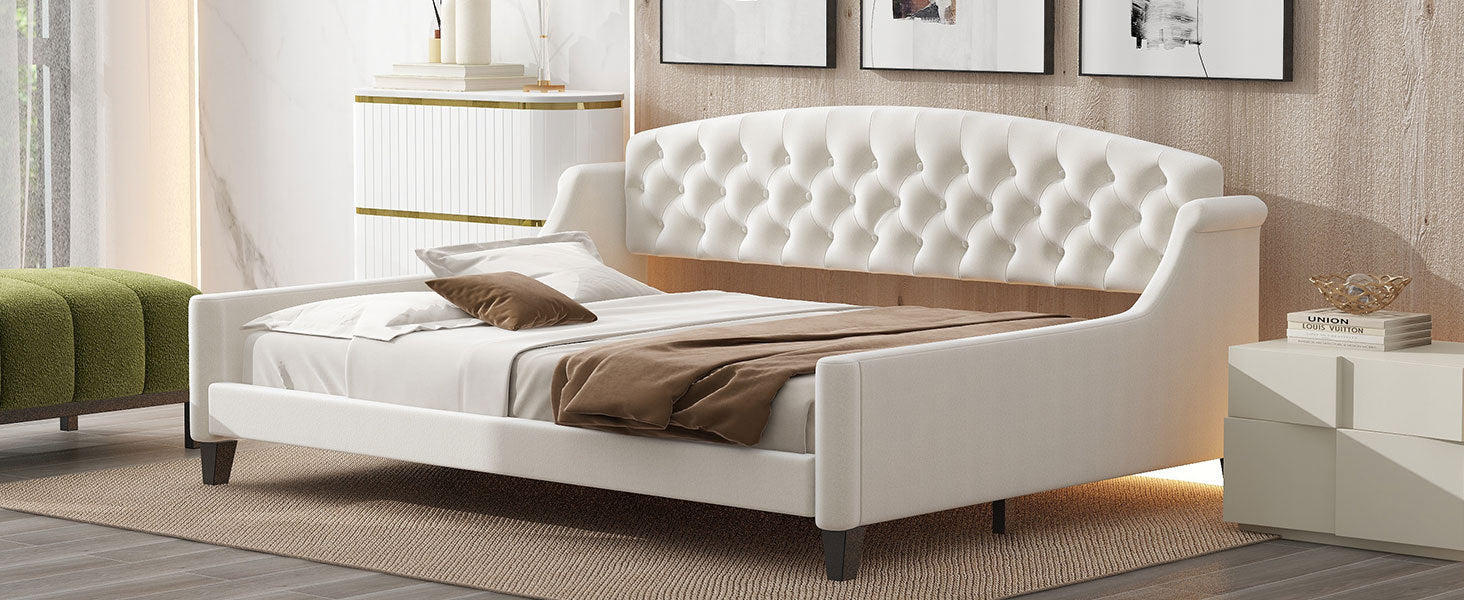 Modern Luxury Tufted Button Daybed, Full, Beige(Old SKU: SM001009AAE)