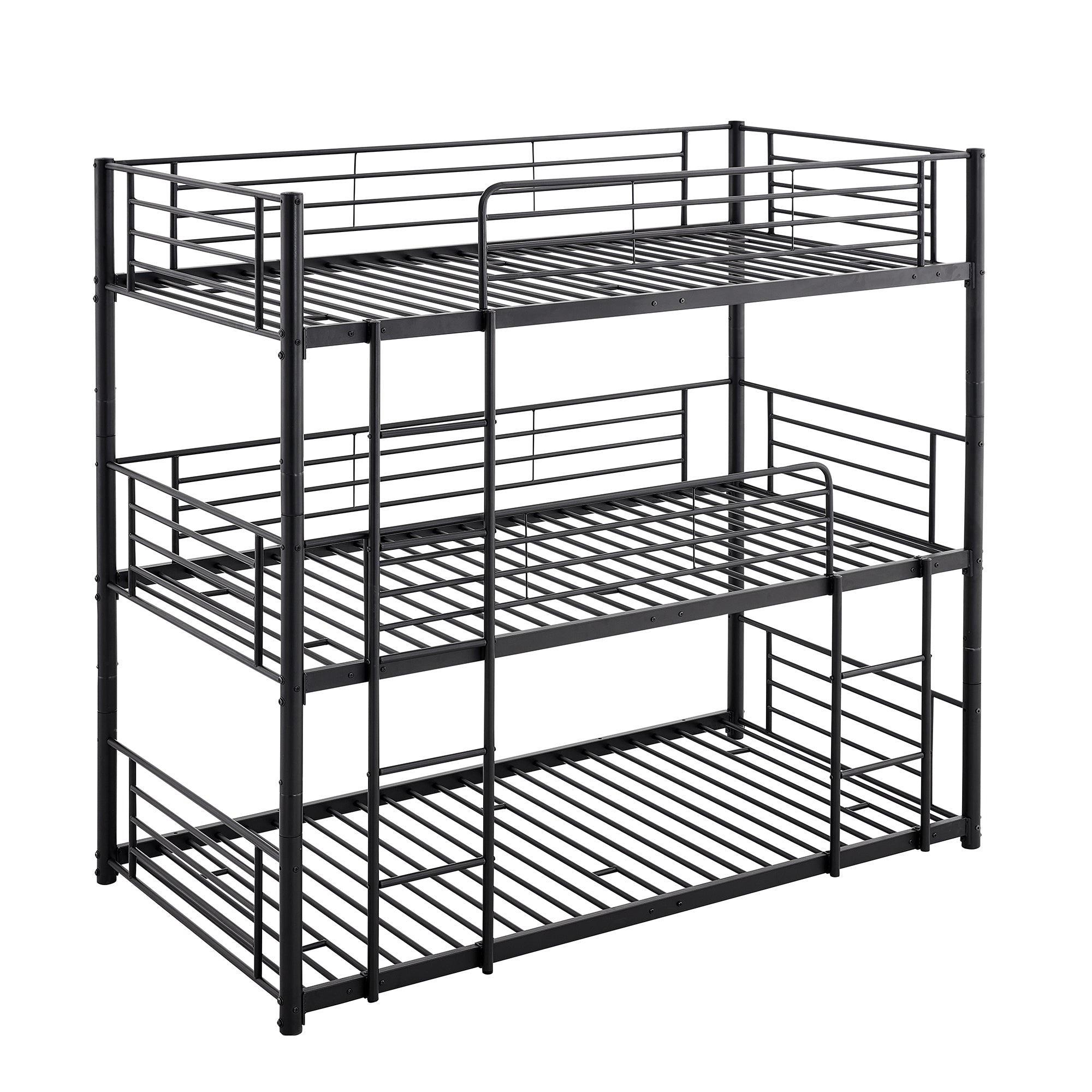 Twin-Twin-Twin Triple Bed with Built-in Ladder, Divided into Three Separate Beds,Black(OLD SKU:LP000197AAB)