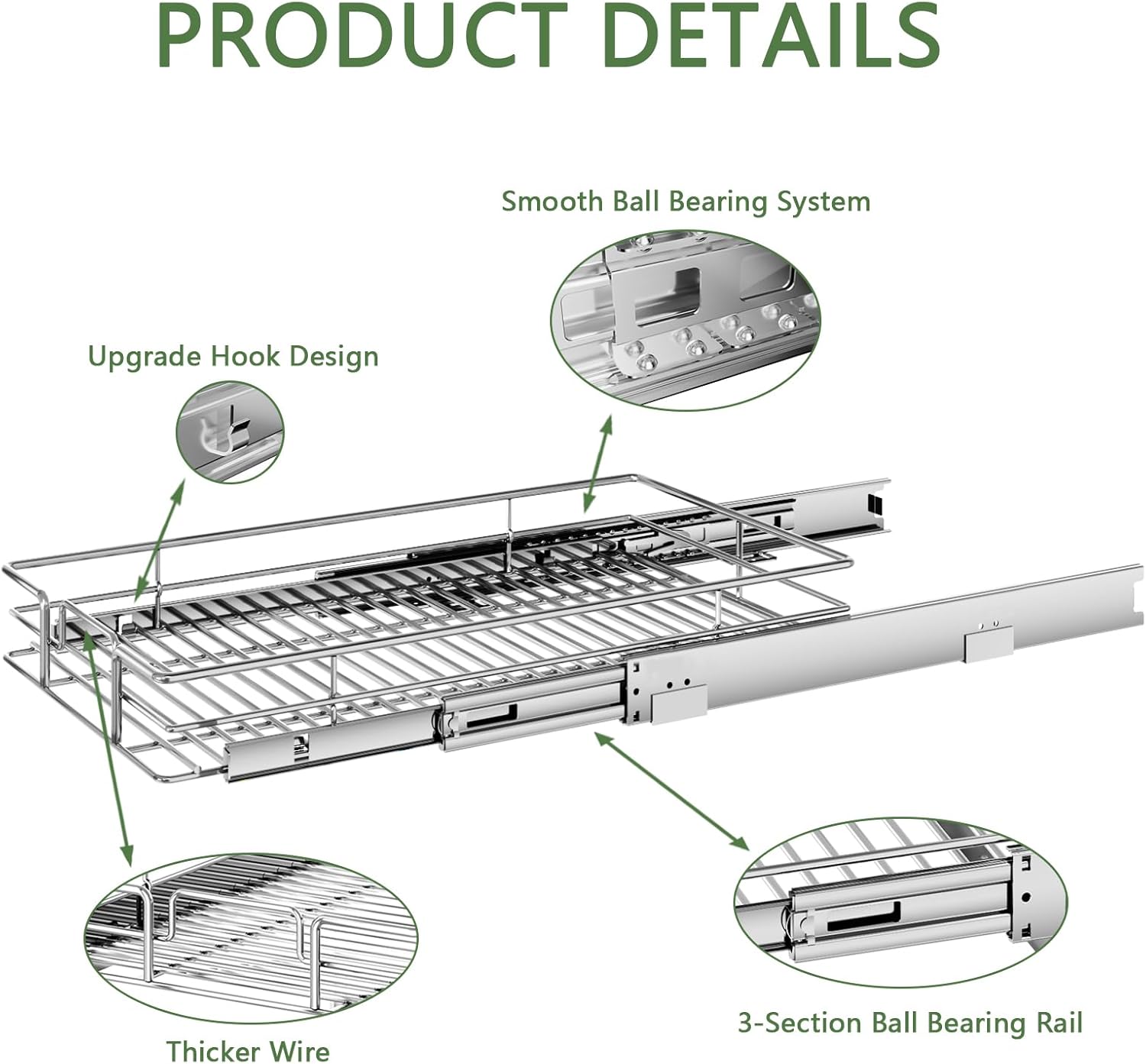 Pull Out Cabinet Organizer 19½" W x 21½" D, Heavy Duty Cabinet Pull Out Shelves