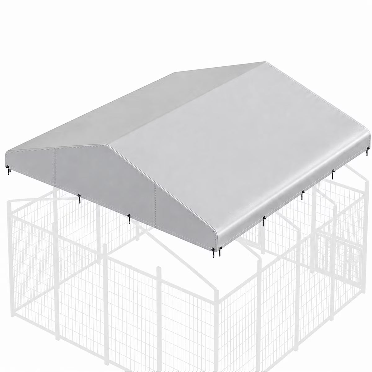 Outdoor Waterproof Canopy Replacement Roof Shade Cover Dog Kennel Accessory, Silver, 10 x 10 x 2.5-in