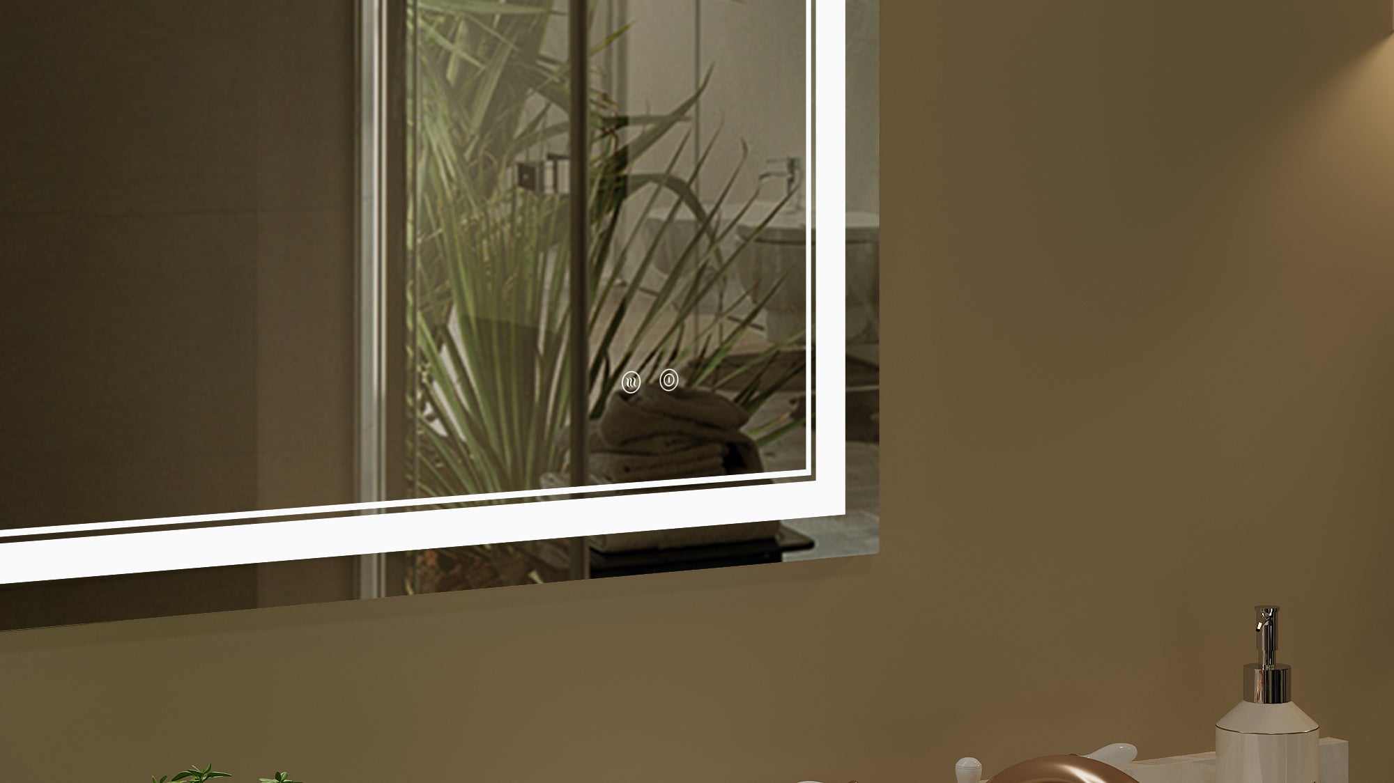 48×30 inch LED-Lit bathroom tempered mirror, wall mounted anti-fog memory Adjustable Brightness front light Rectangular Vanity mirror