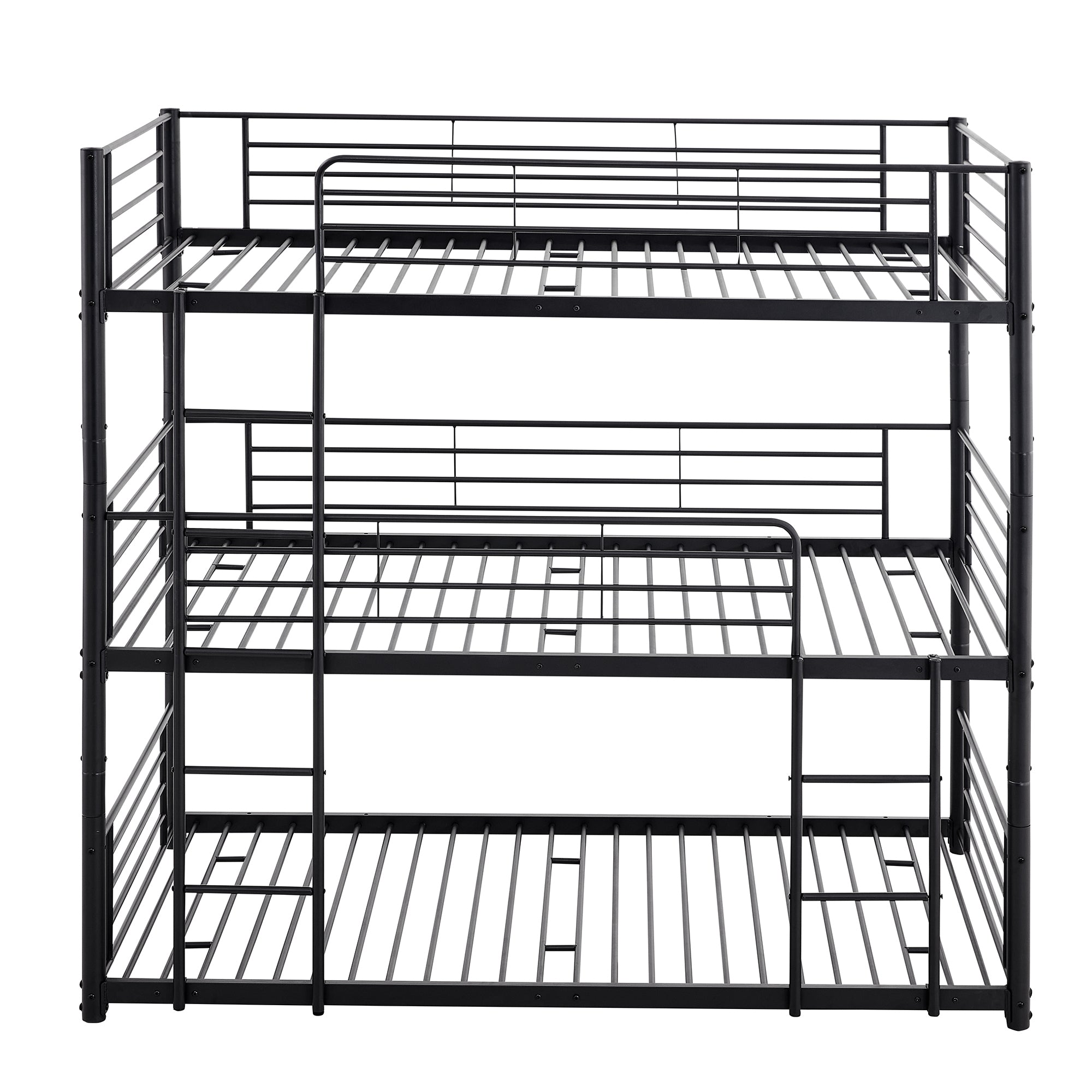Twin-Twin-Twin Triple Bed with Built-in Ladder, Divided into Three Separate Beds,Black(OLD SKU:LP000197AAB)