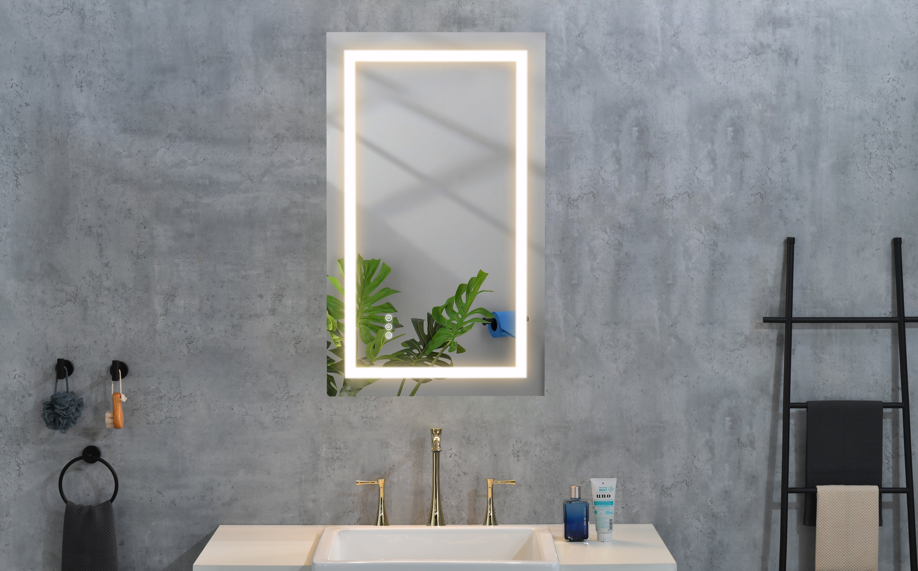 LED Bathroom Mirror 40 "x 30 " with Front and Backlight, Large Dimmable Wall Mirrors with Anti-Fog, Shatter-Proof, Memory, 3 Colors, LED Vanity Mirror