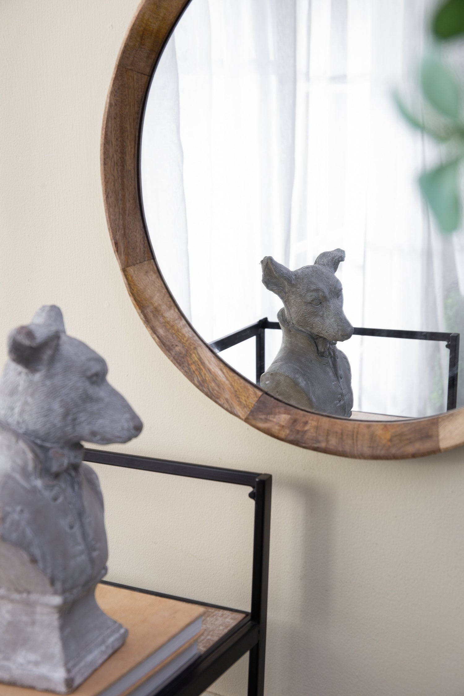 D20x1.5"Transitional Decor Style Mango Wood Wall Mirror Wall Decor with Frame of Solid Mango Wood for Bathroom,Entryway Console Lean Against Wall