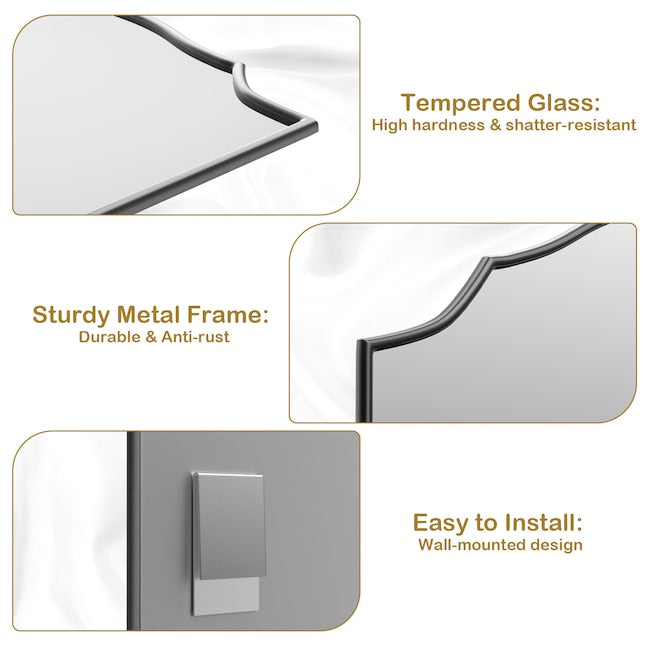 Arched Wall Mounted Vanity Mirror Anti-Rust Aluminum Frame Shatterproof Glass
