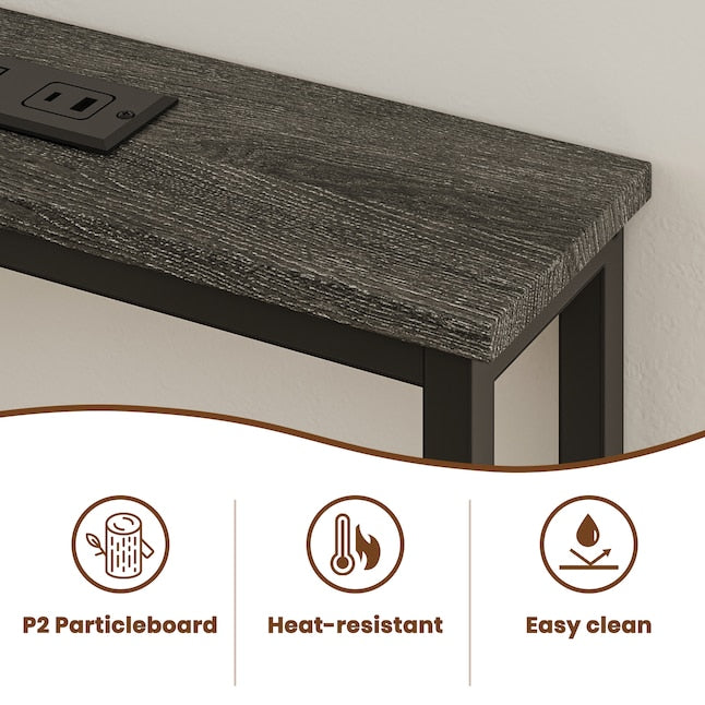 102 Inch Extra Long Narrow Console Table with Power Outlets and USB Ports Storage Sofa Table for Entryway Living Room Behind Sofa