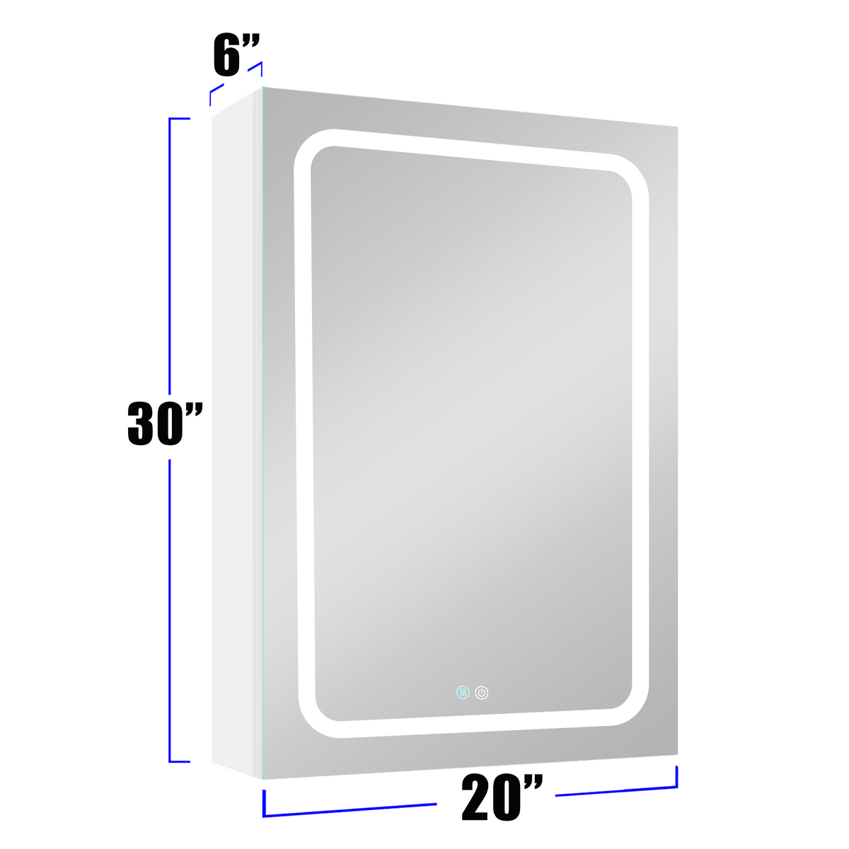 30x20 inch LED Bathroom Medicine Cabinet Surface Mounted Cabinets With Lighted Mirror White Left Open