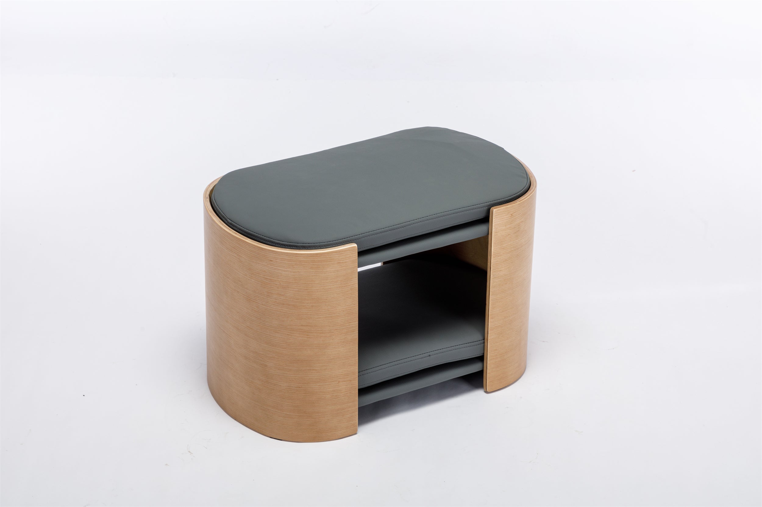 DOUBLE LIFT Cat Bed Pet Sofa With Solid Wood legs and Bent Wood Back, Cat Scratch Resistant PU Cushion,Mid Size,Dark Grey