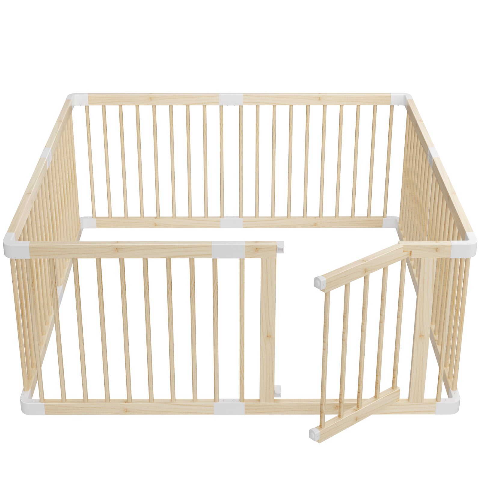 Large Wooden Baby Playpen, Adjustable Gate for Toddler and Babies