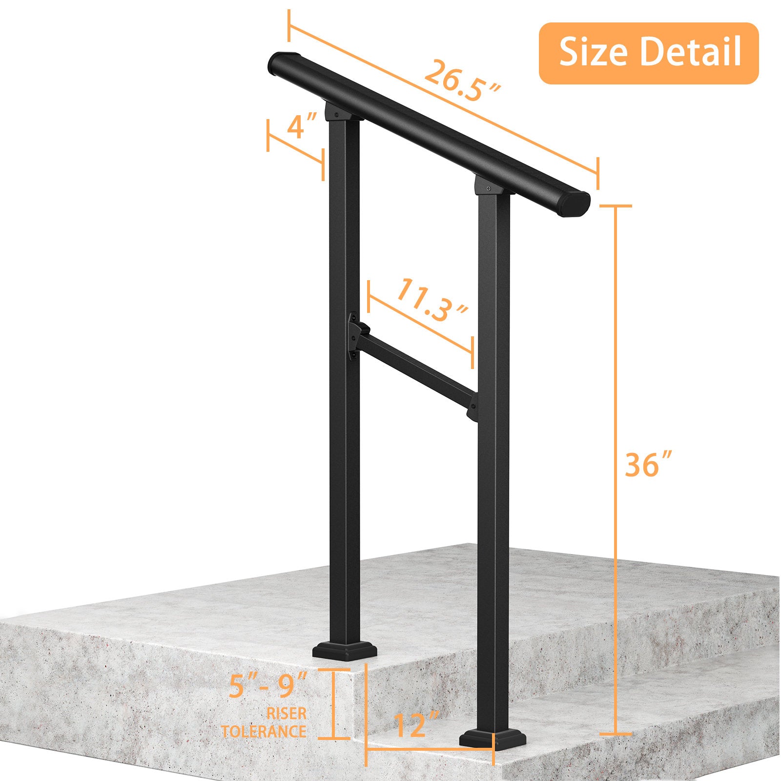Hand Rails for Outdoor Steps, Wrought Iron Railing, Porch And Stair Railing Kit