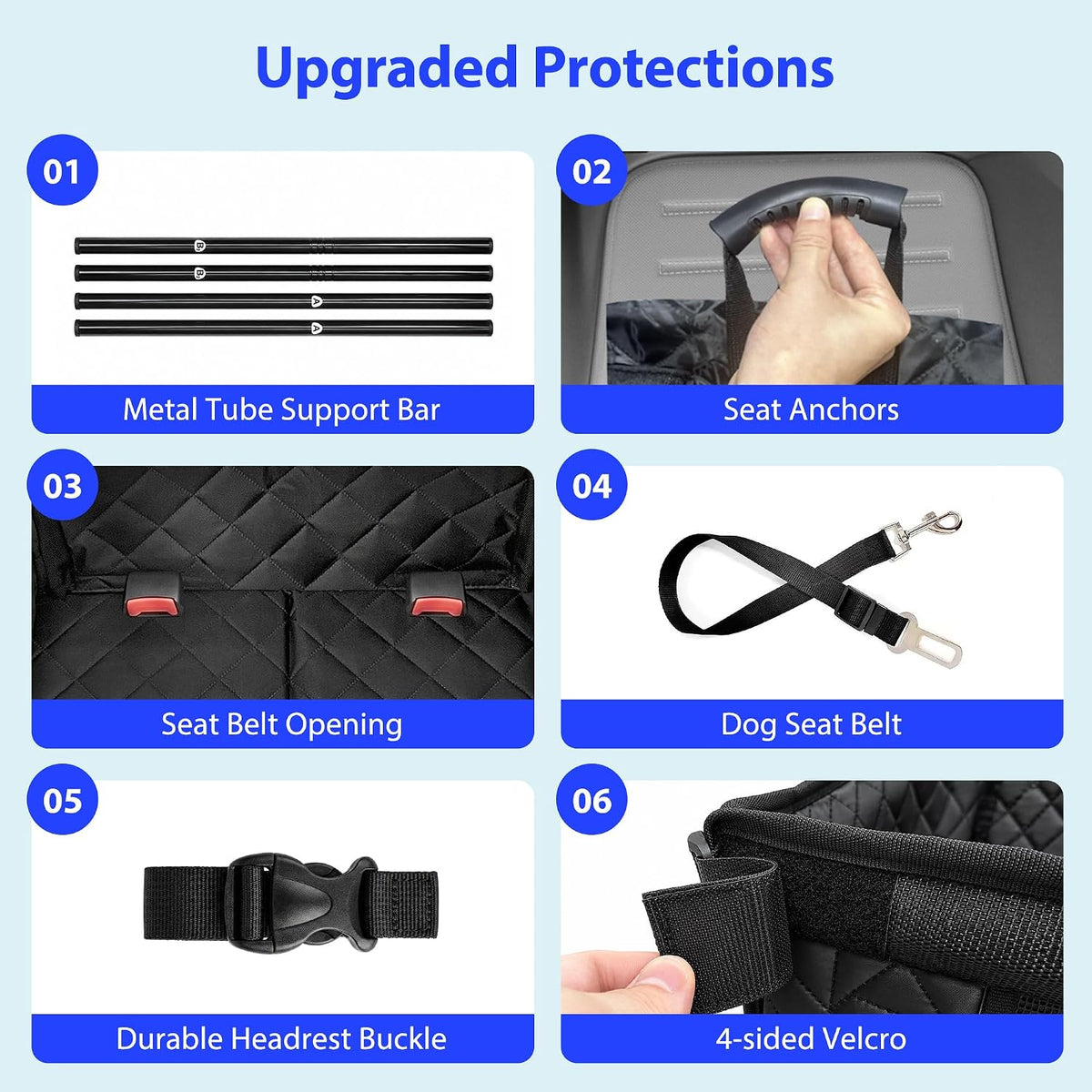 Black Dog Car Seat Extender, Hard Bottom Dog Hammock for Cars,SUV Large
